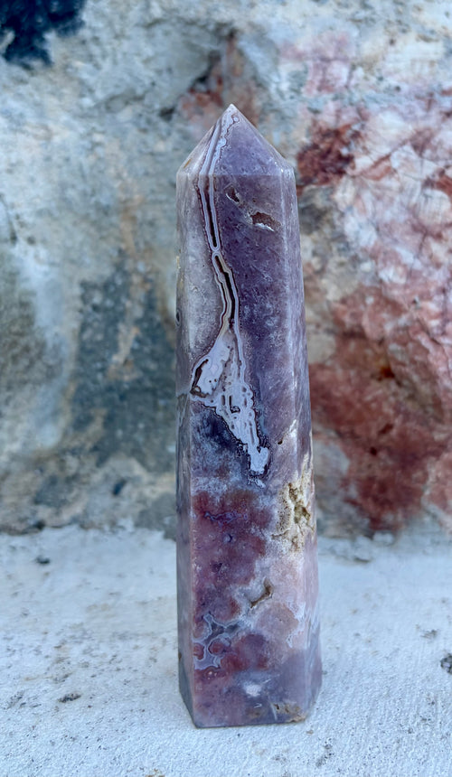 Amethyst/ crazy lace/ flower agate tower