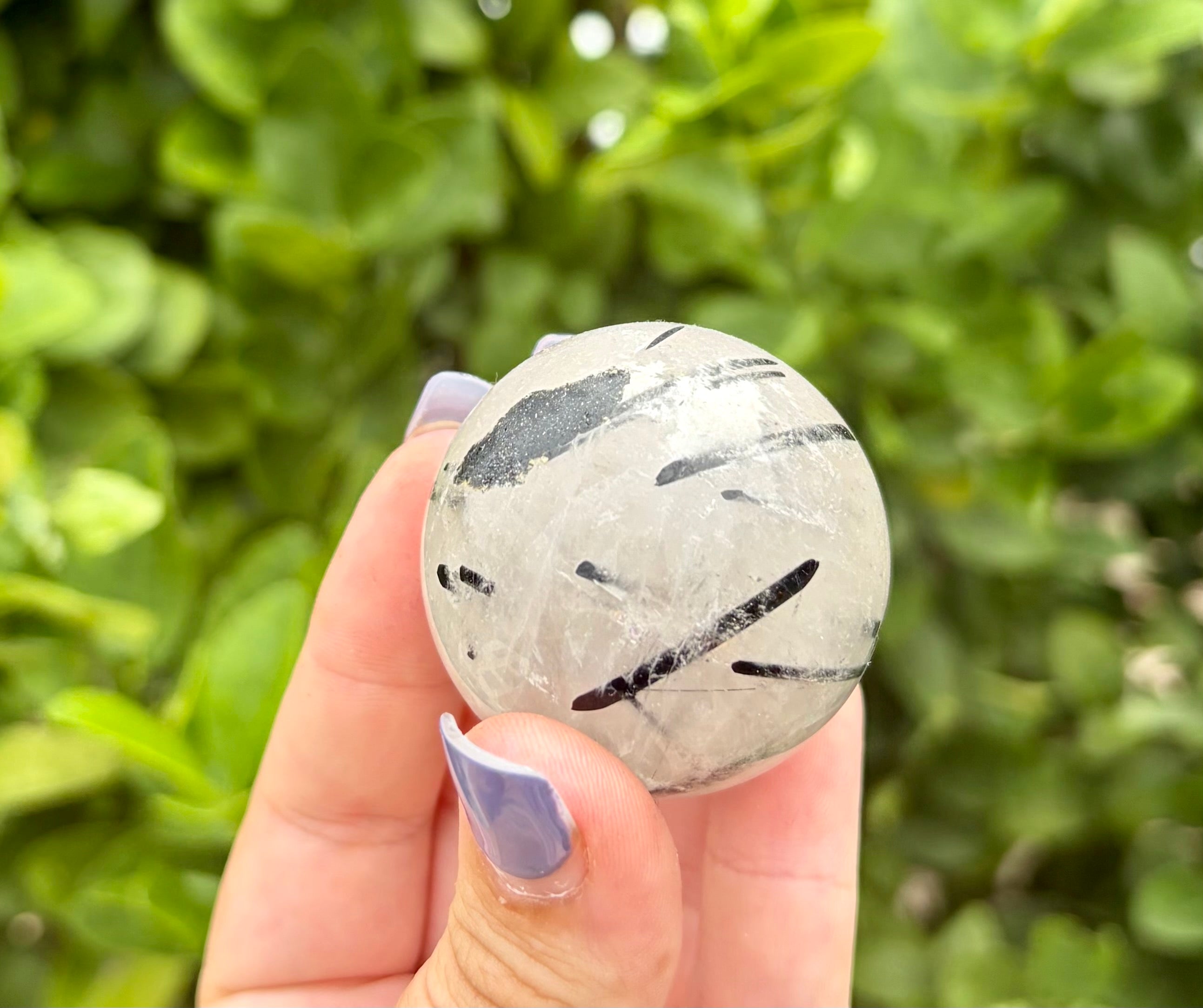 Tourmaline in quartz sphere