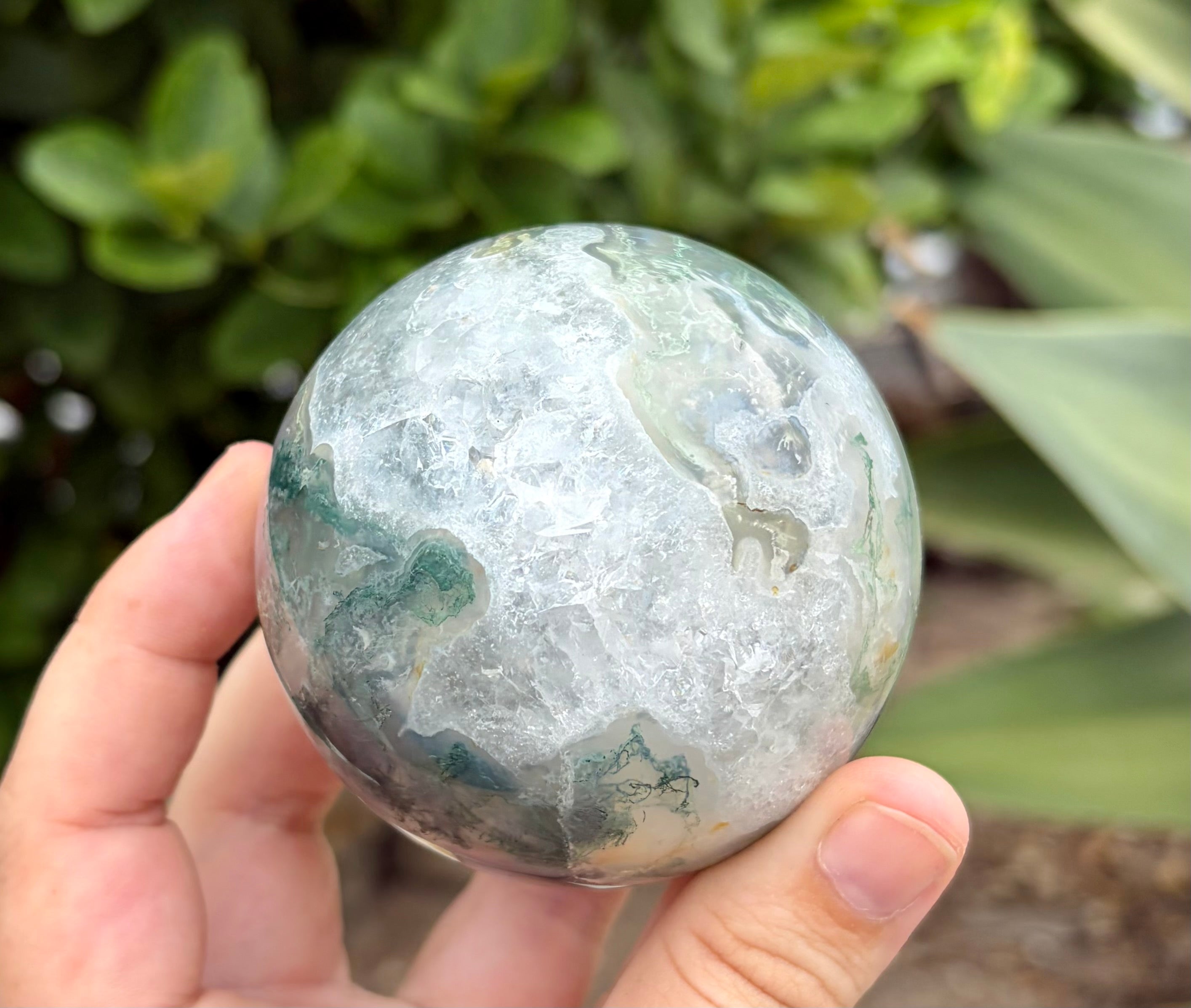 Moss agate sphere