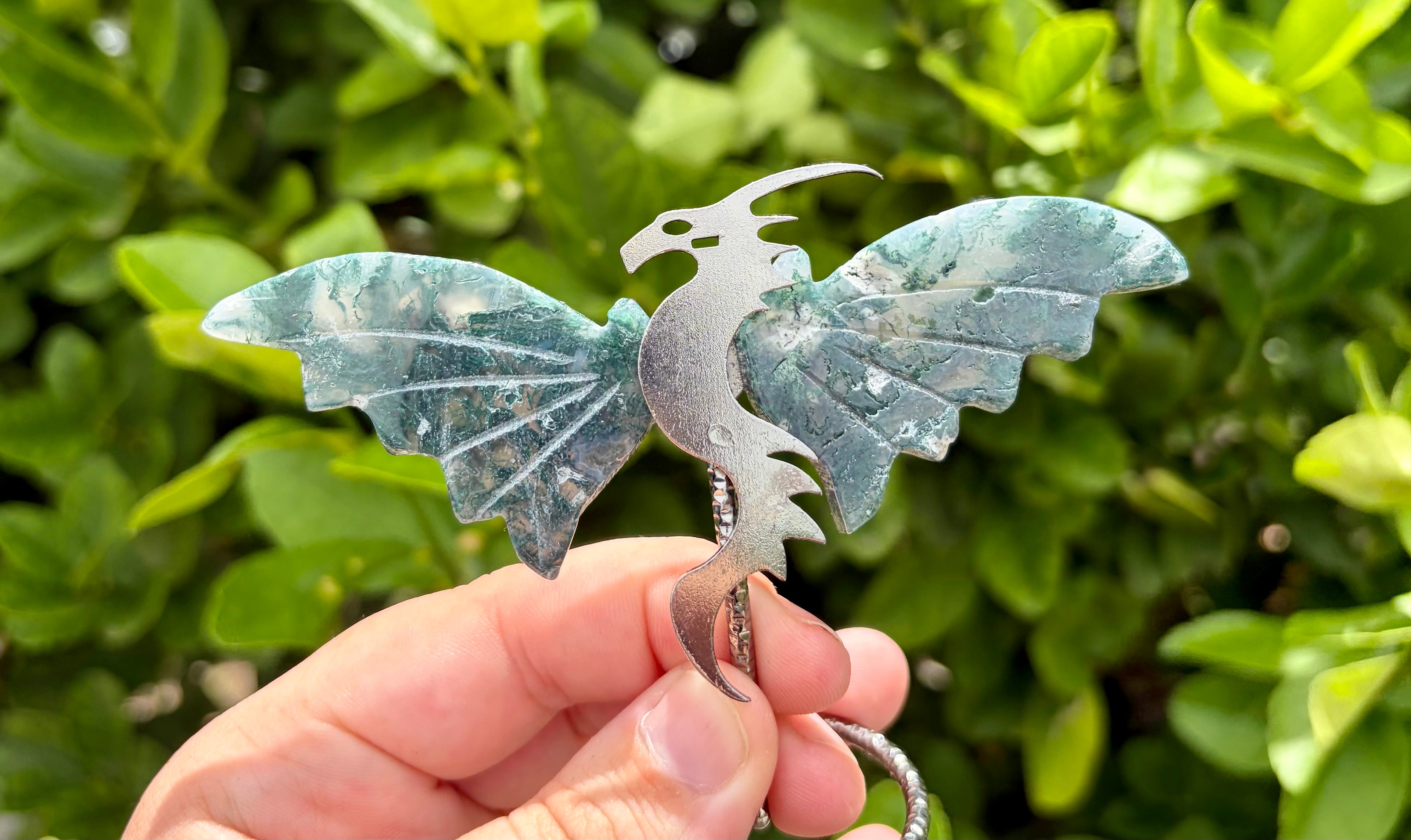 Moss agate dragon wings
