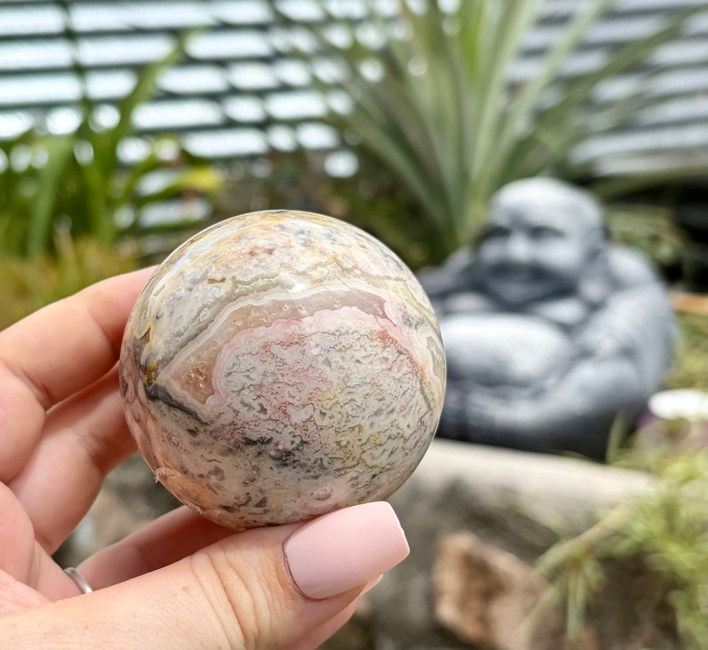 Crazy lace agate sphere