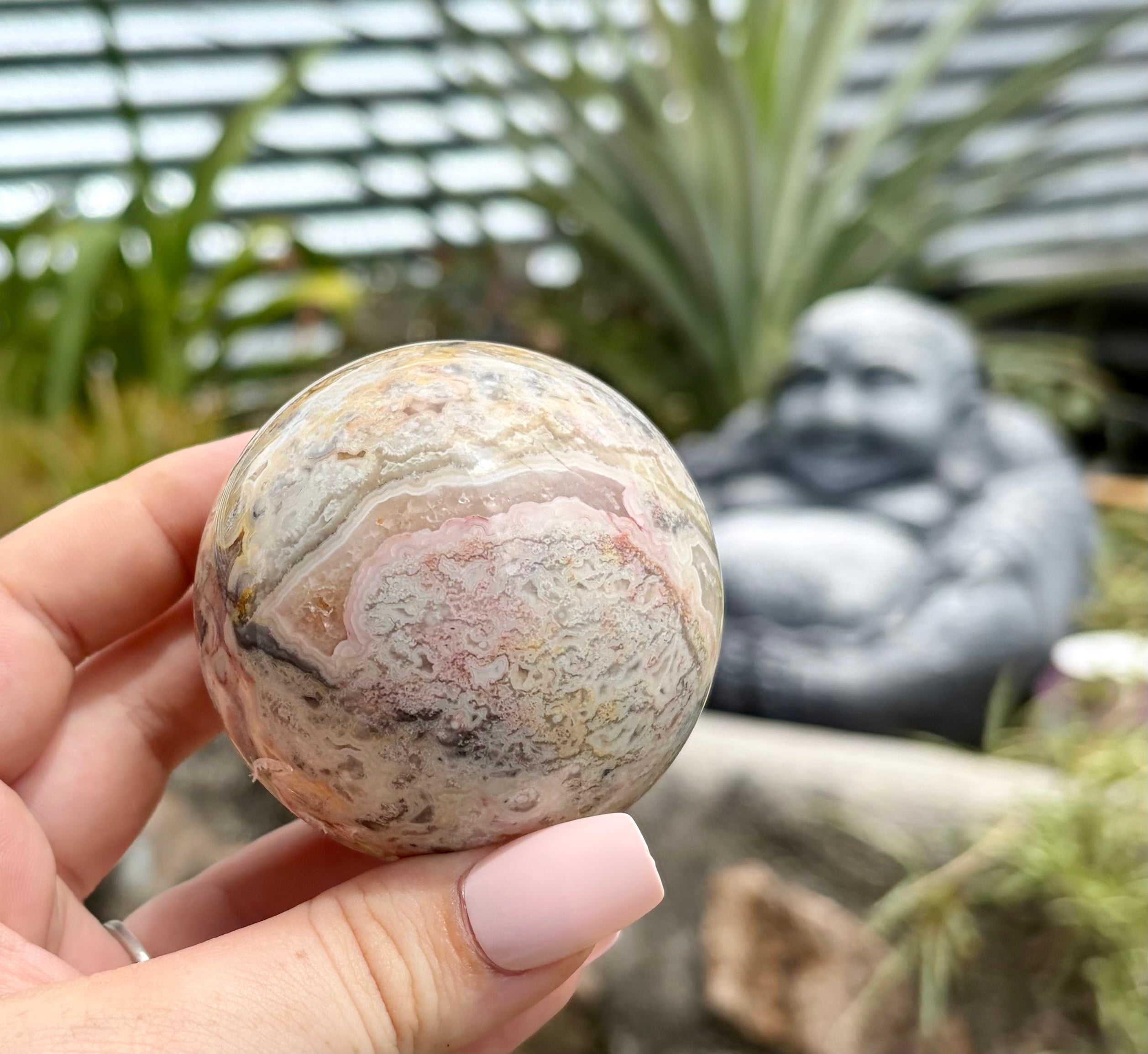 Crazy lace agate sphere