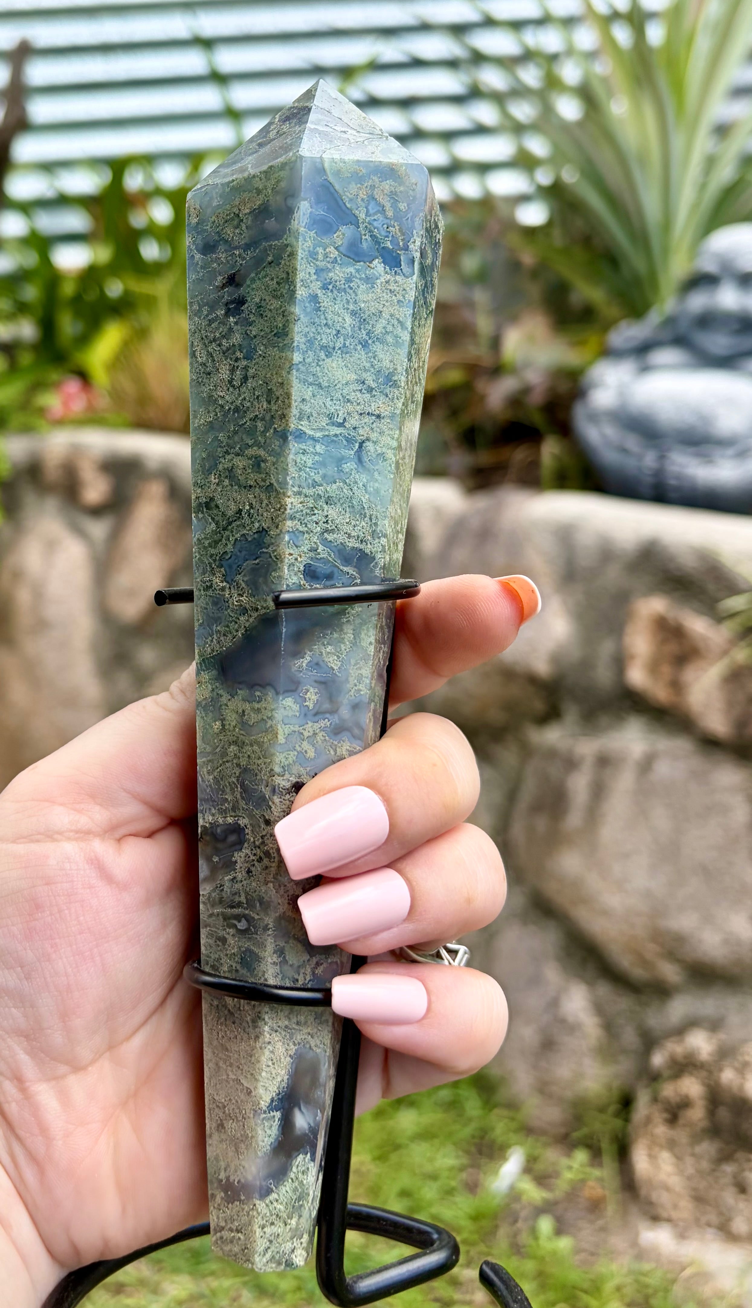 Moss Agate wand Large