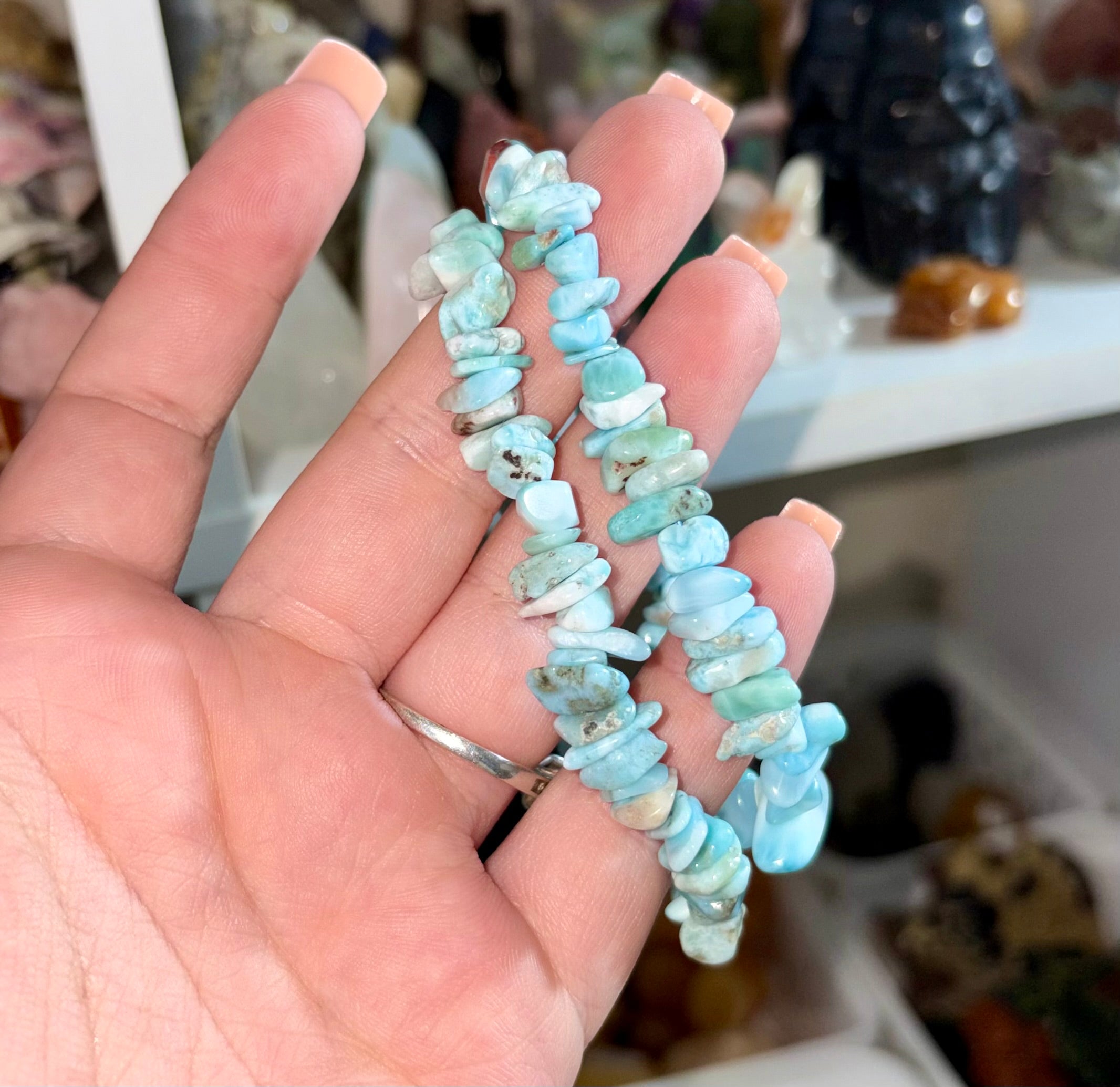 Larimar chip bracelets