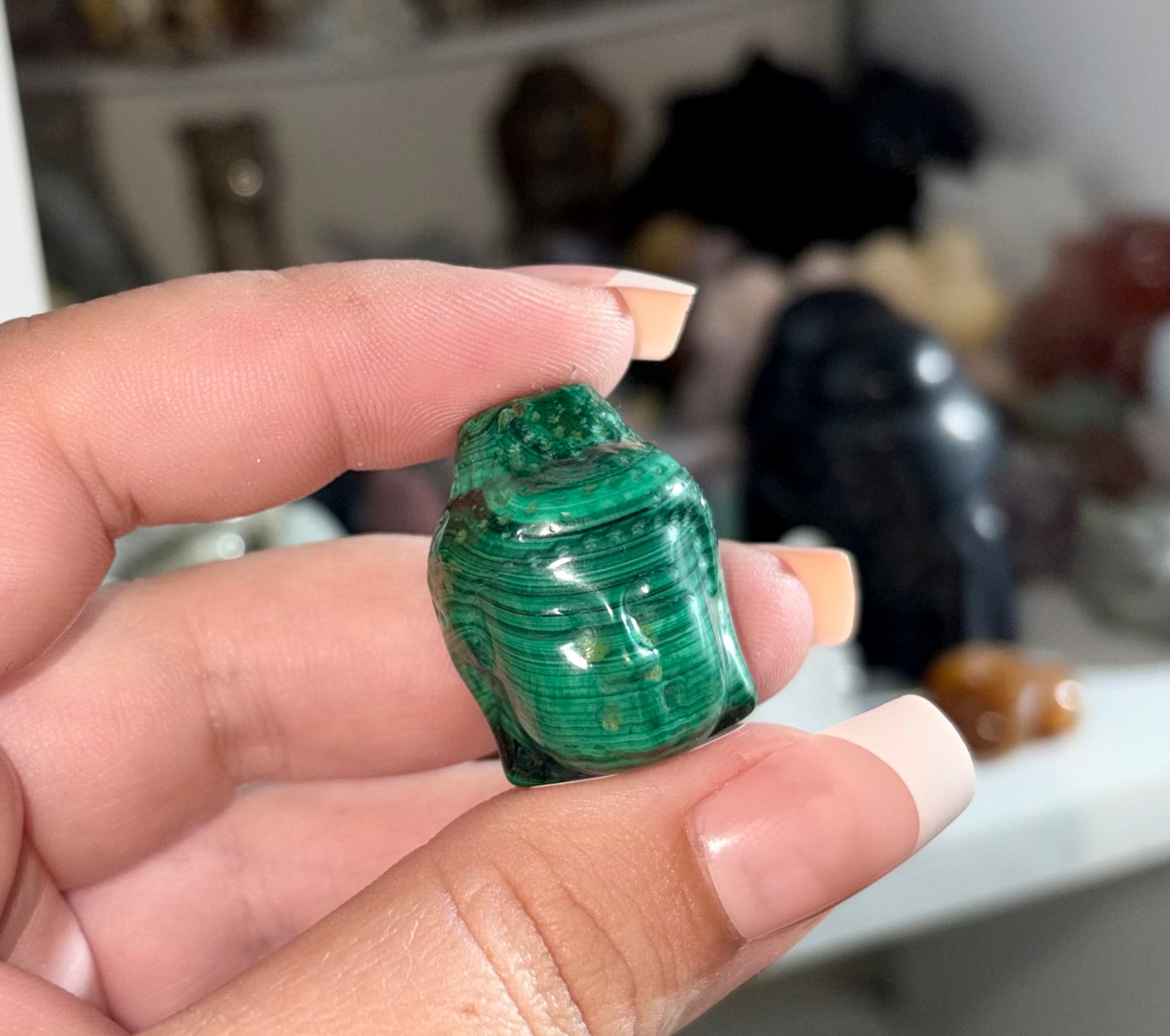 Malachite Buddha head C