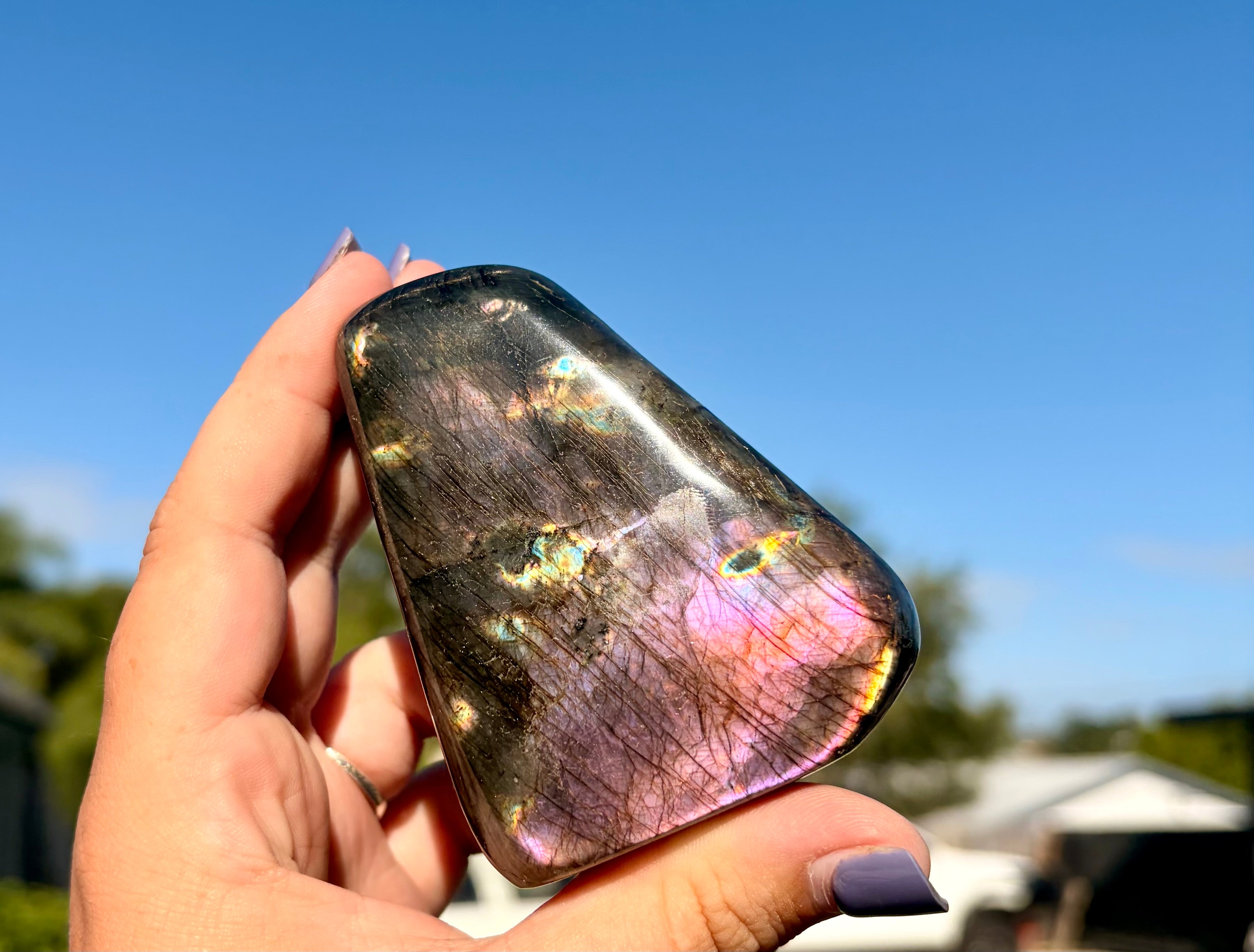 Sunset flash labradorite free form
