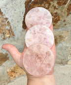 Star of David rose quartz discs