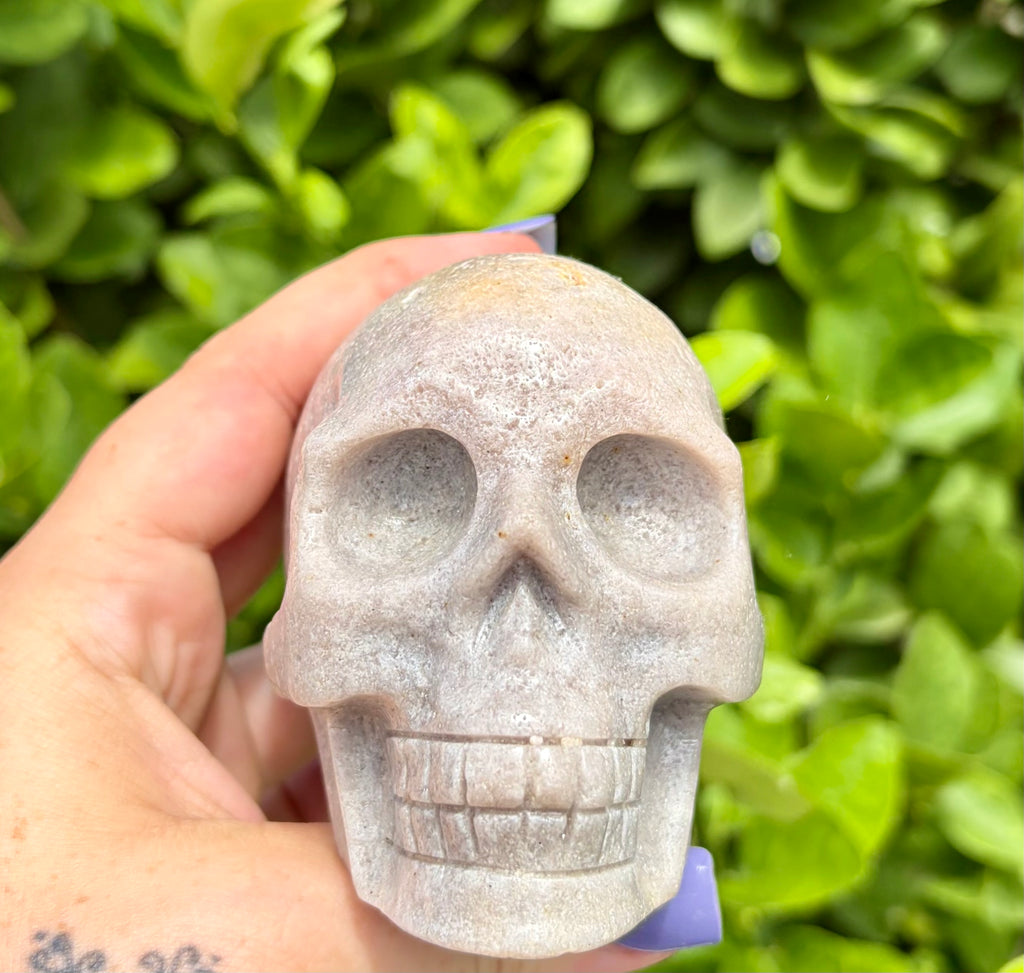 Pink amethyst skull