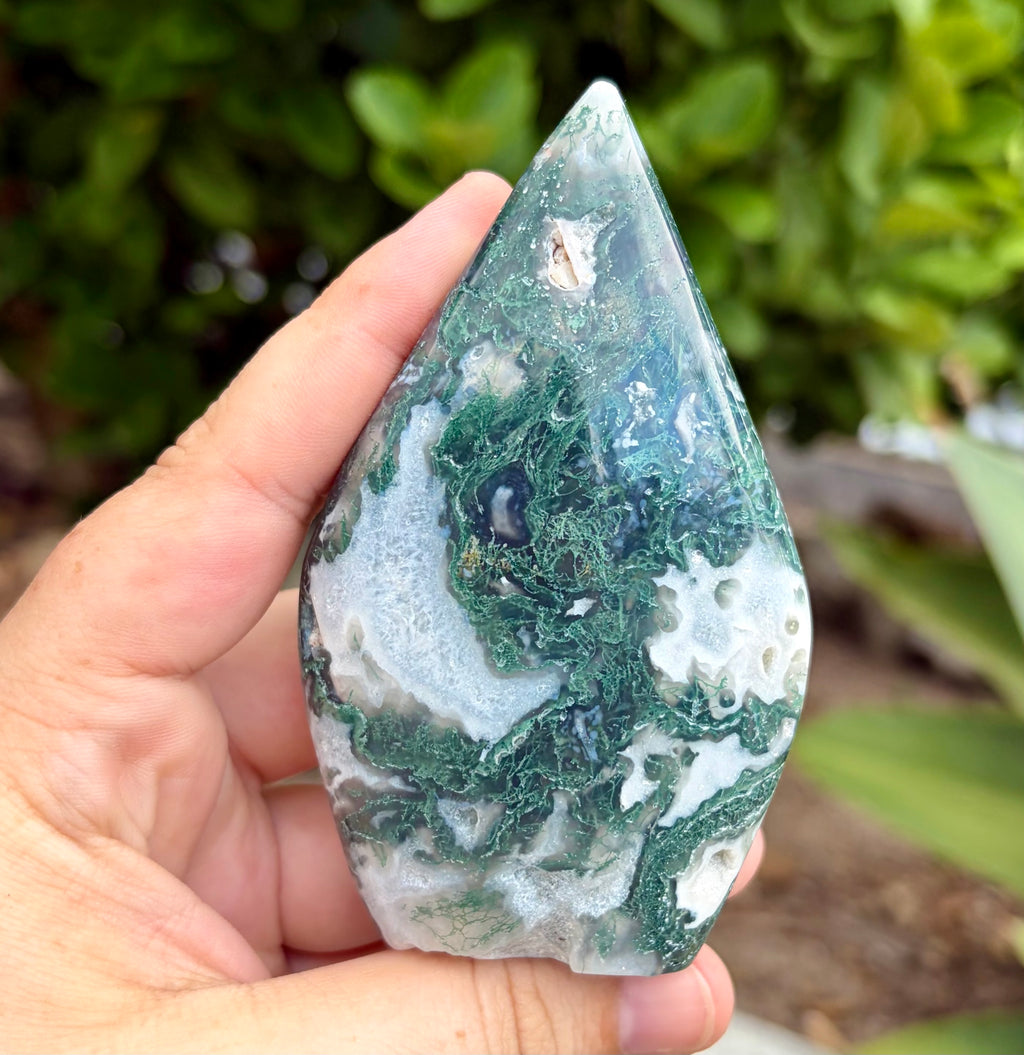 Moss agate teardrop C