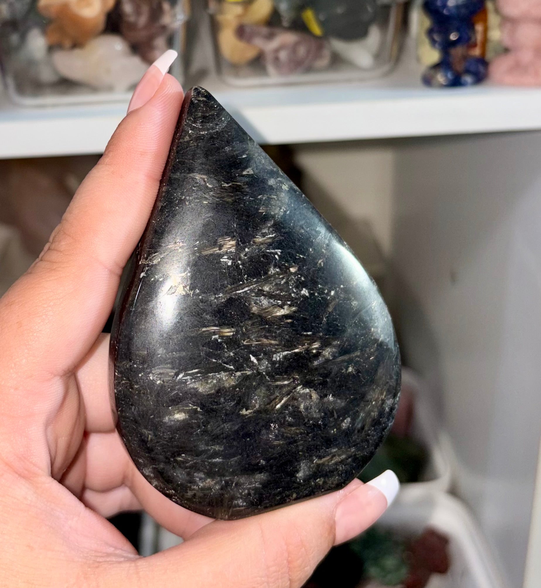Garnet and fireworks tear drop A