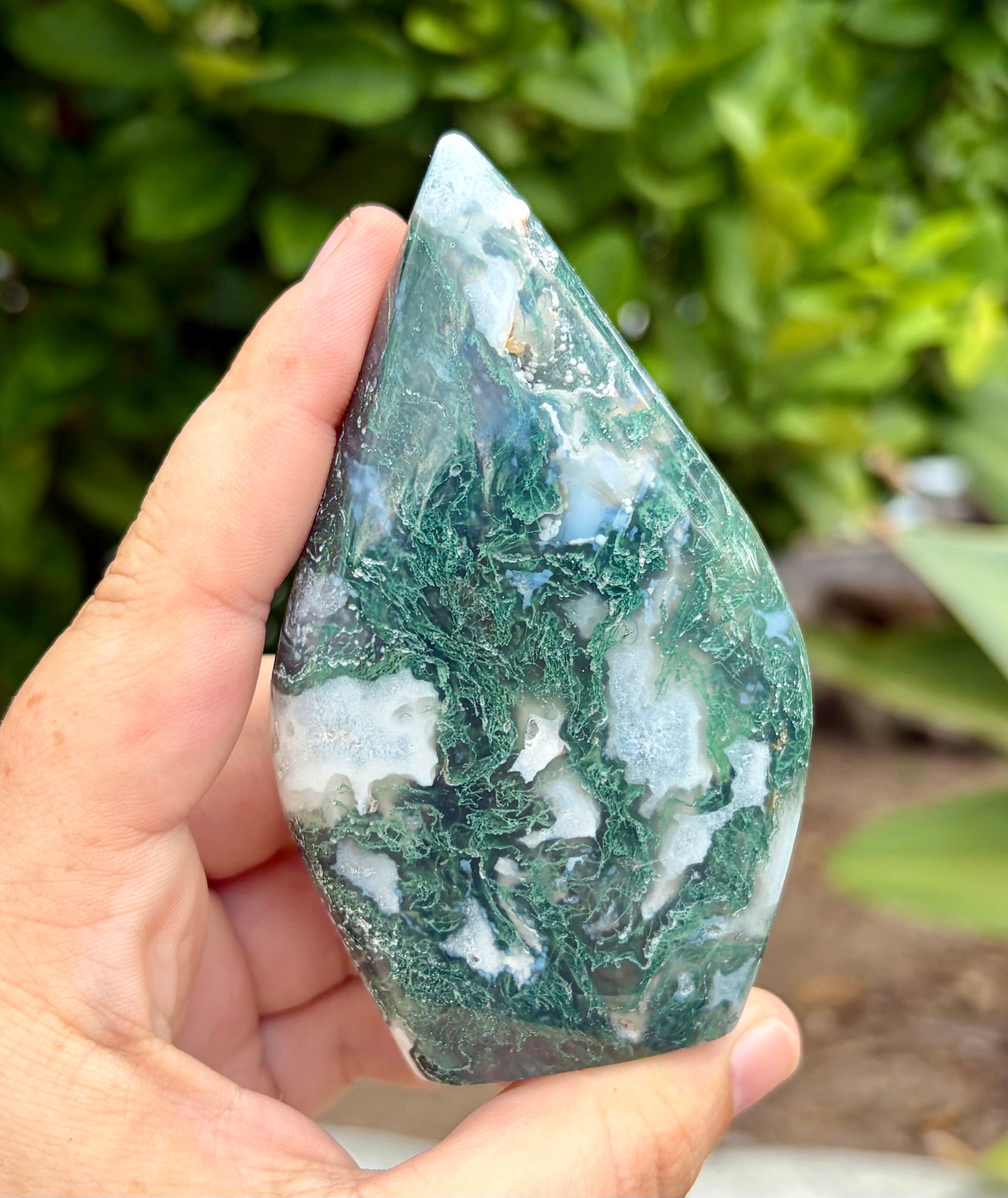 Moss agate teardrop C