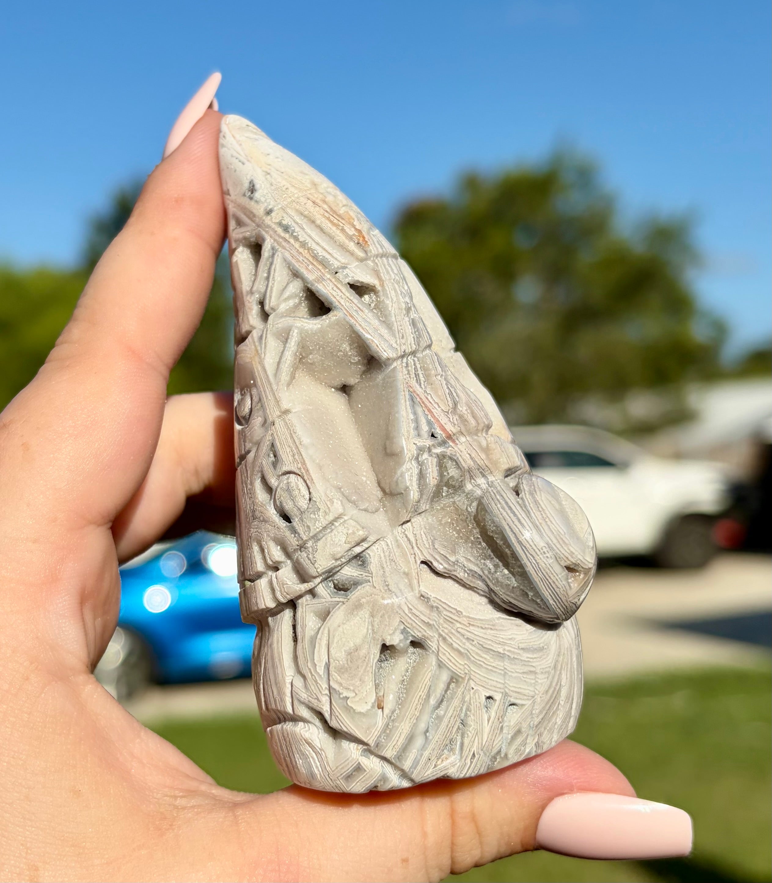 White lace agate gnome