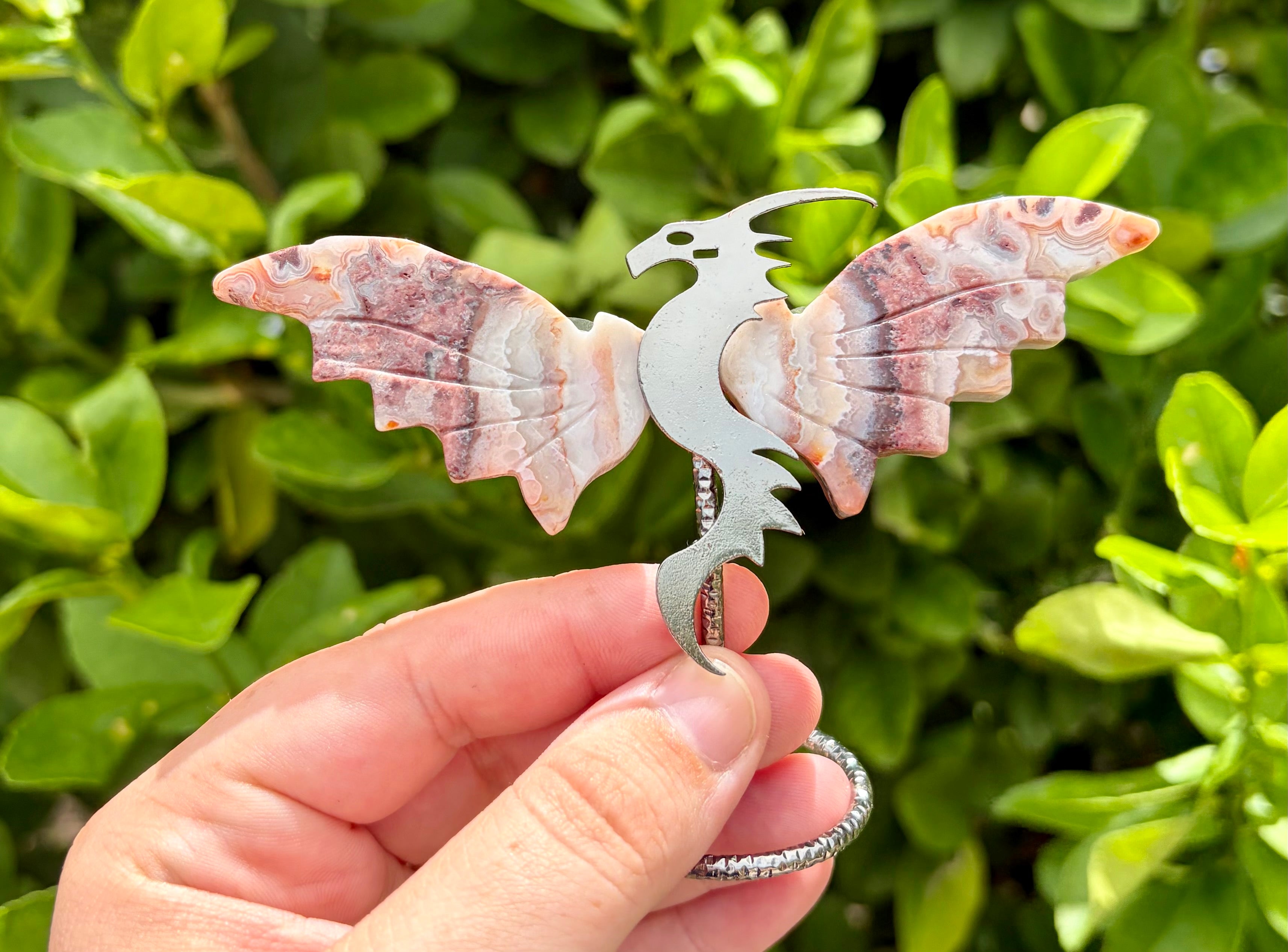 Crazy lace agate dragon wings