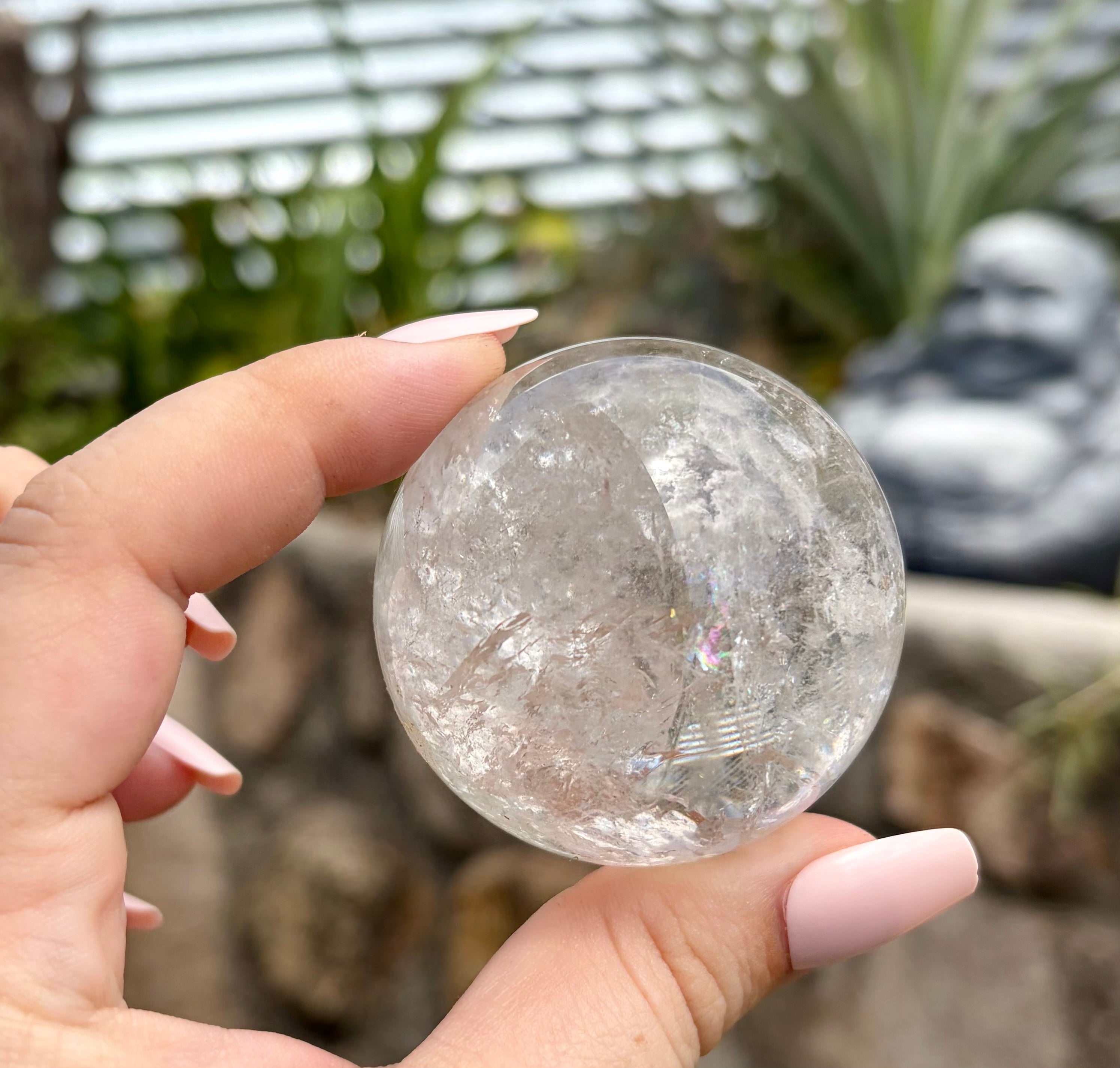Clear quartz sphere