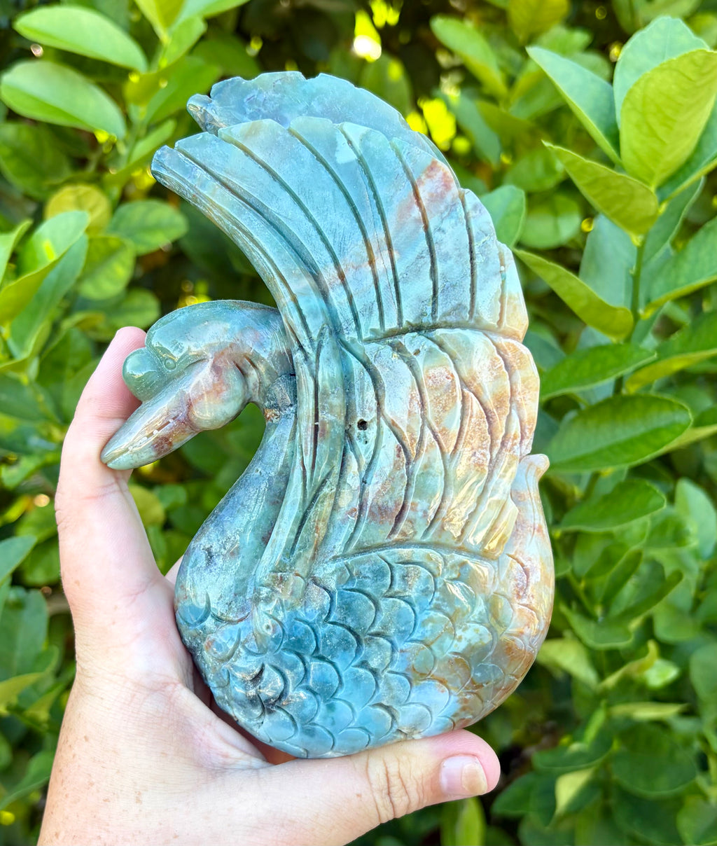 Ocean jasper swan carving