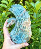 Ocean jasper swan carving