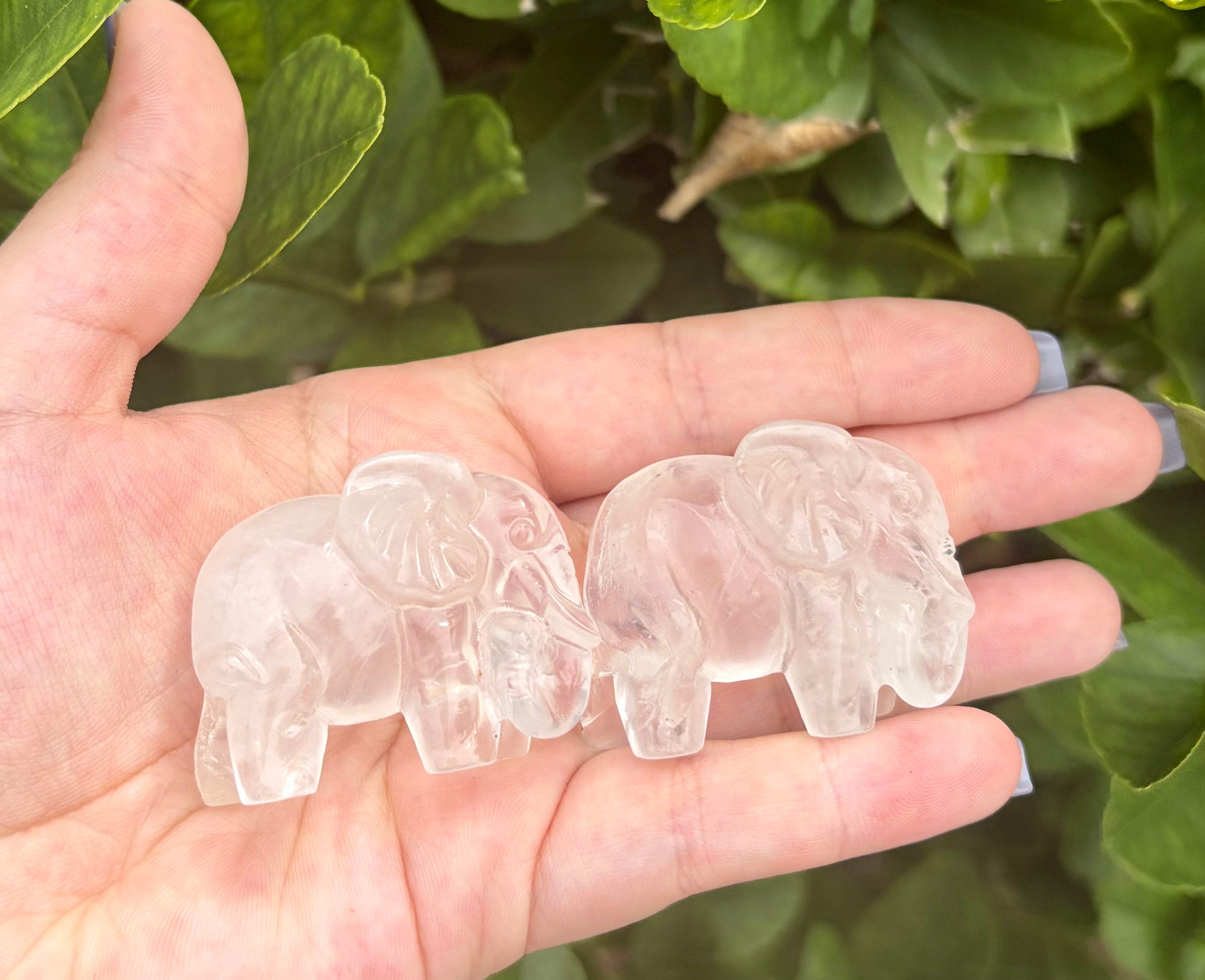 Clear quartz elephant