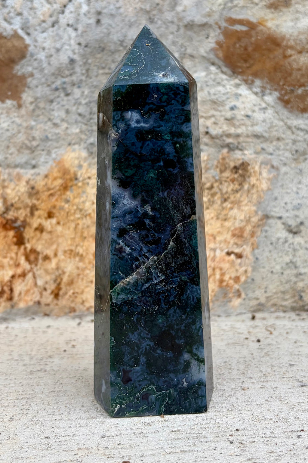 Moss agate chunky tower
