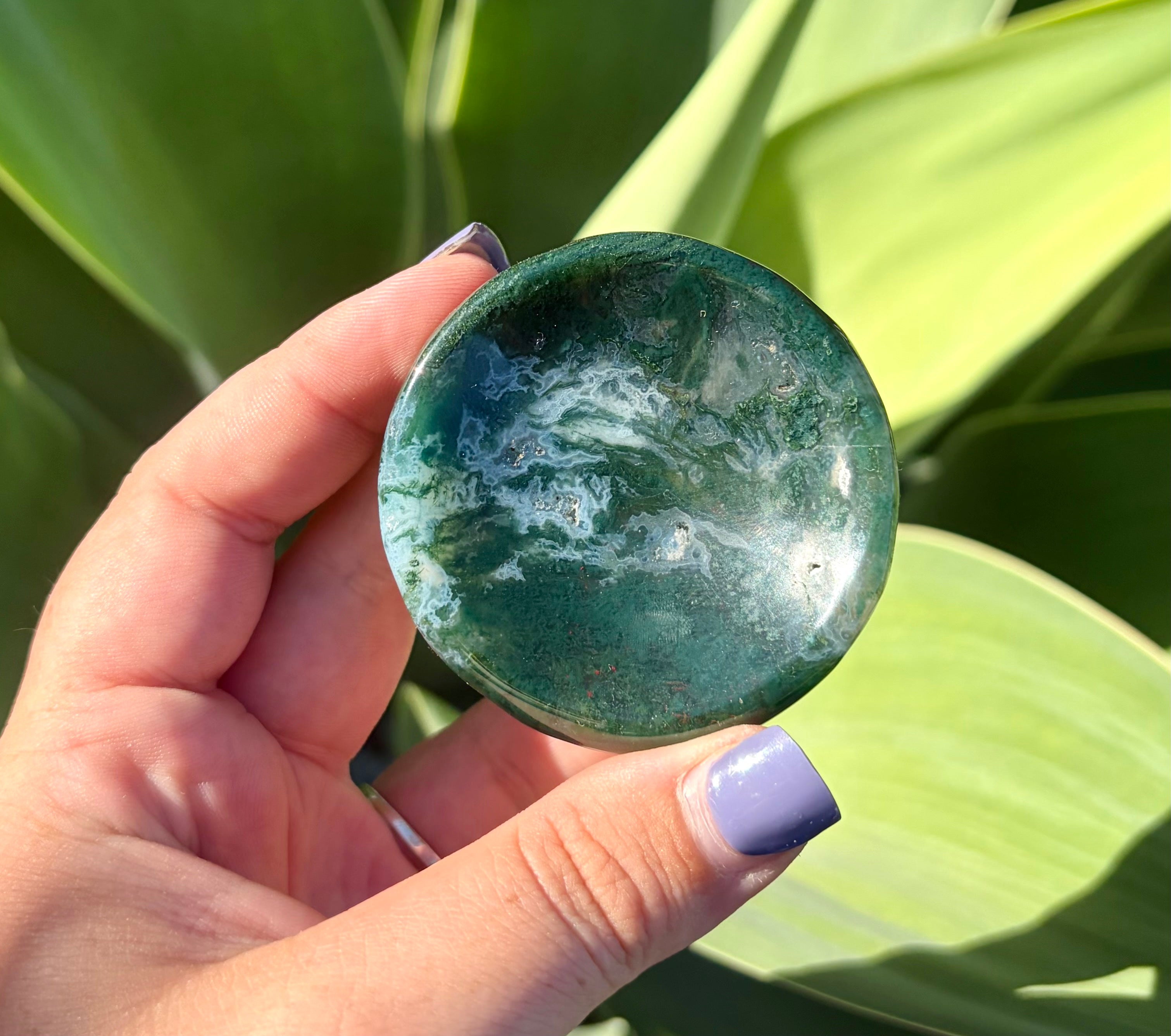 Moss agate bowl F