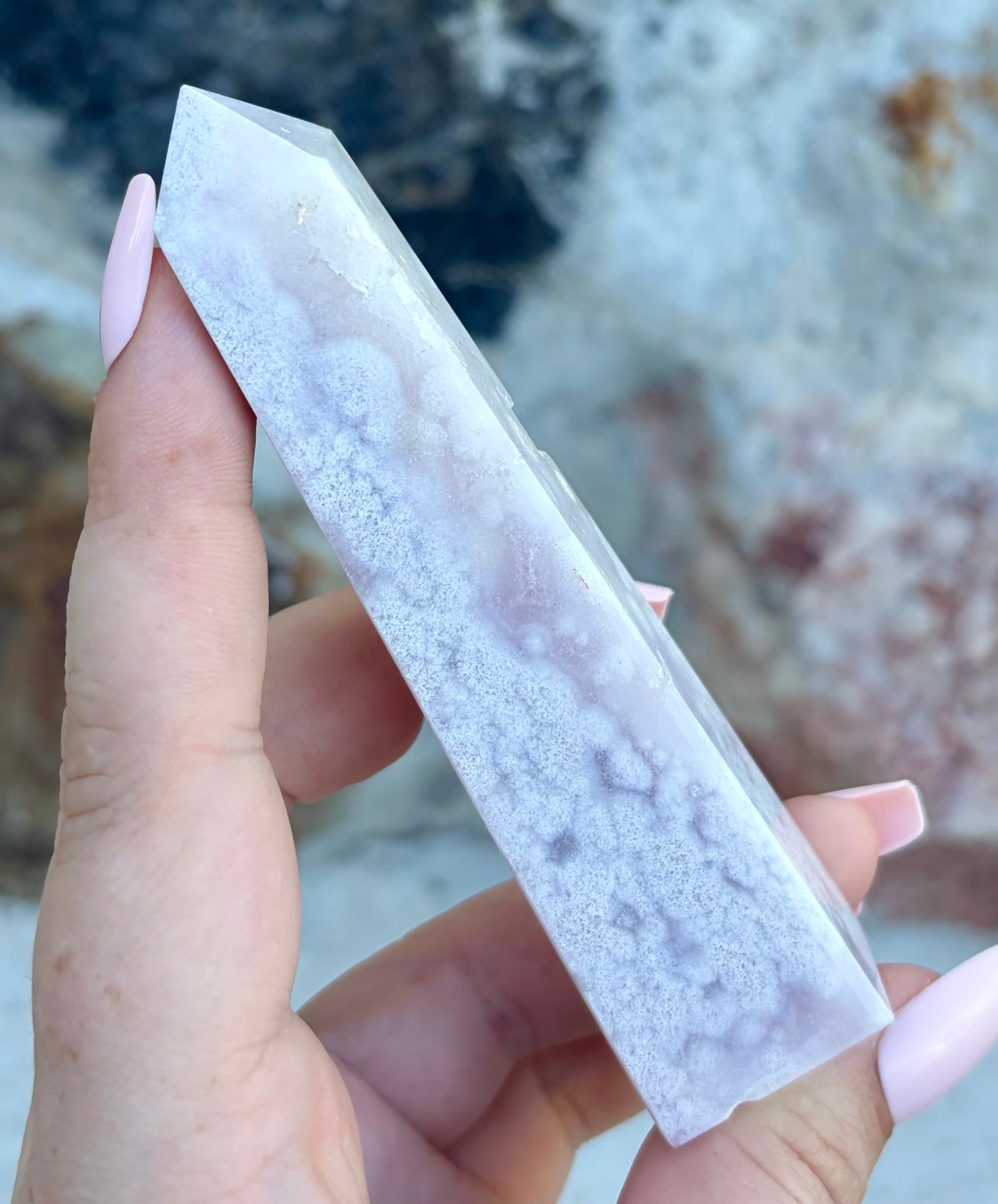 Pink amethyst/ flower agate tower