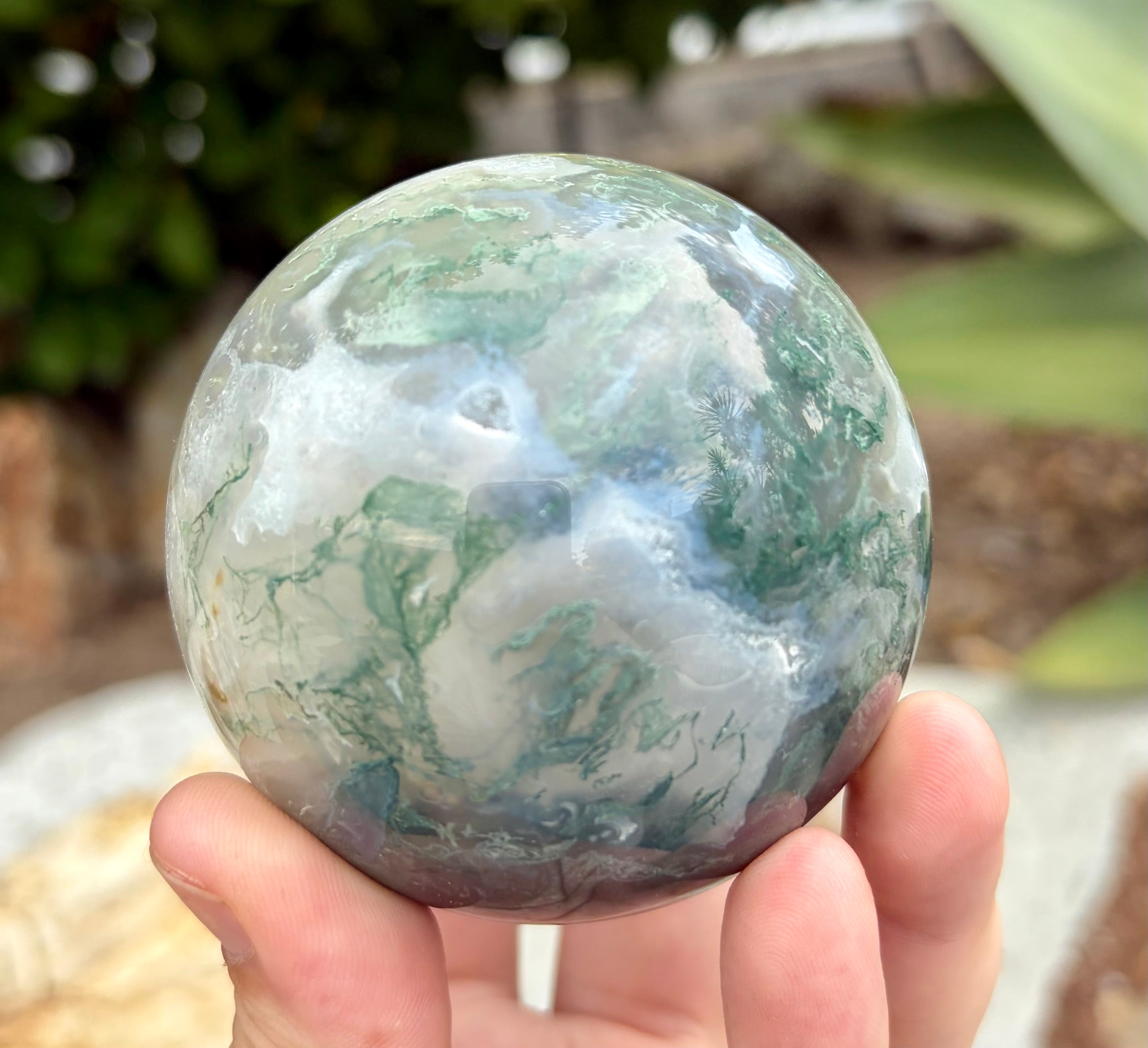 Moss agate sphere