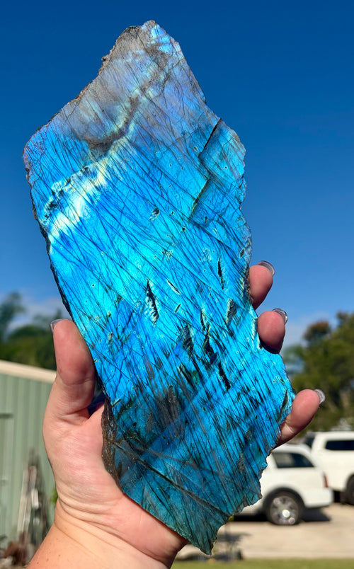 Electric blue labradorite large slab