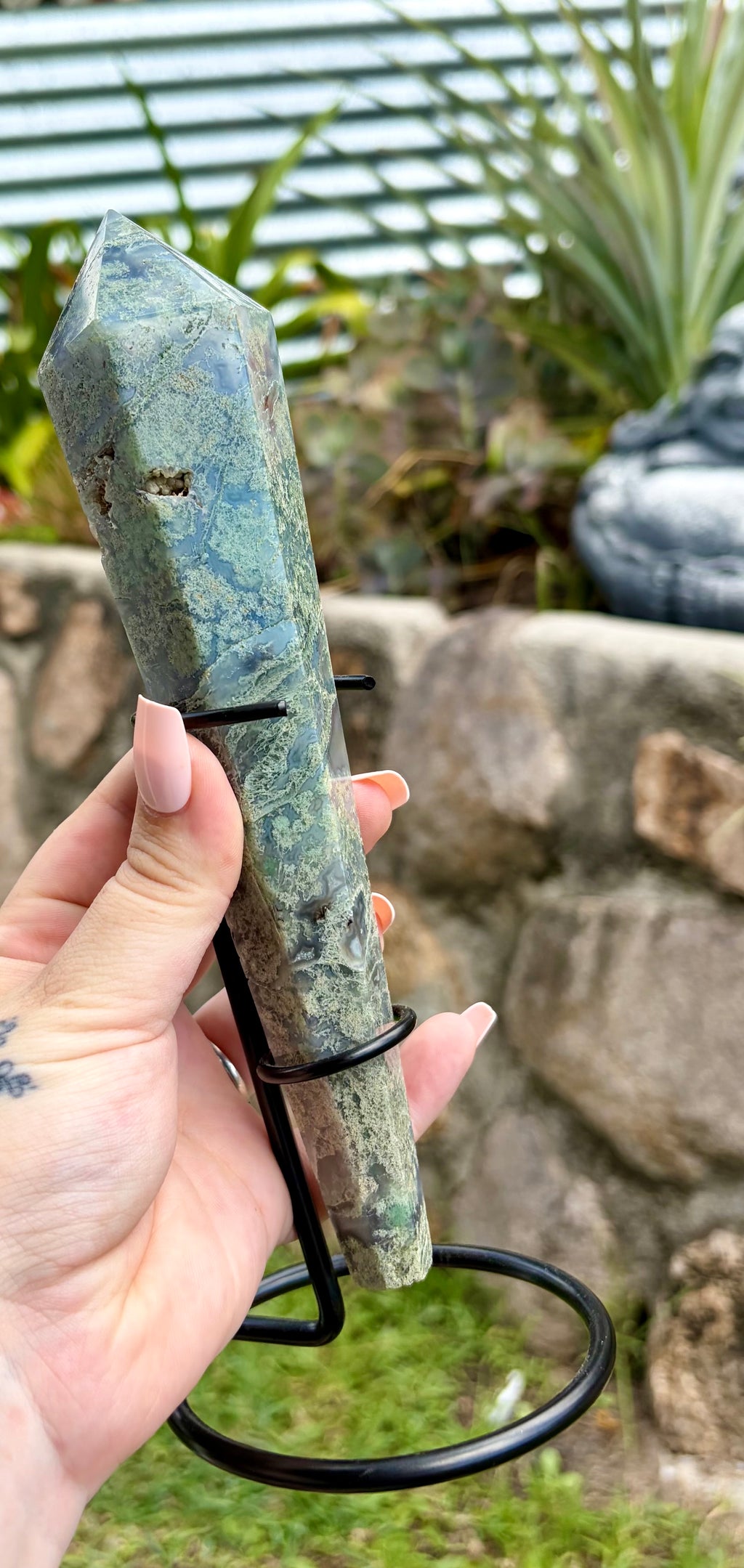 Moss Agate wand Large
