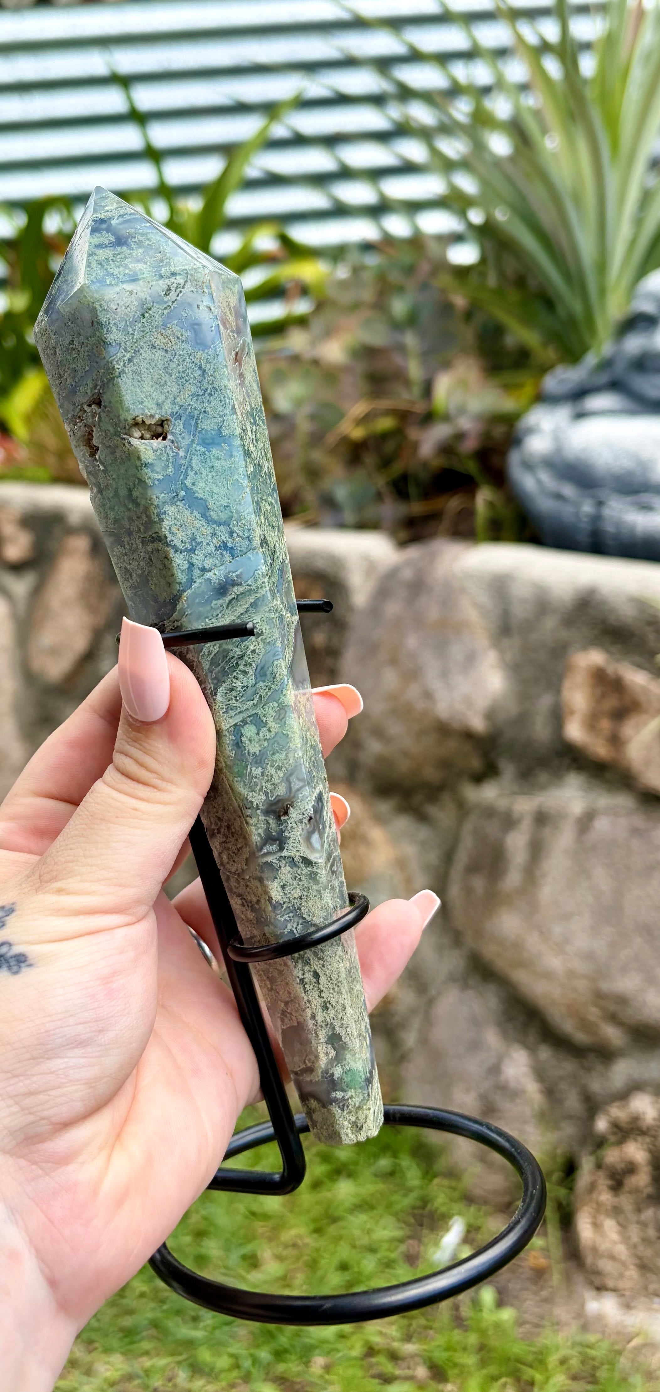 Moss Agate wand Large