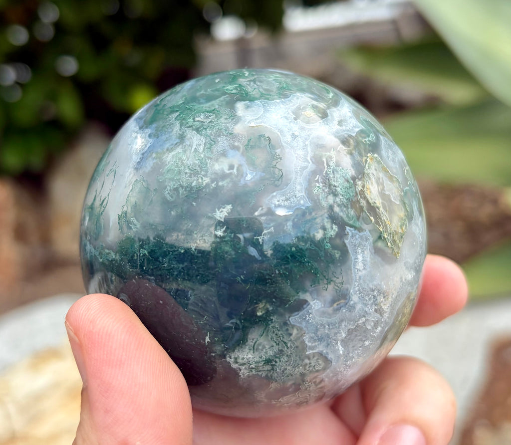 Moss agate sphere