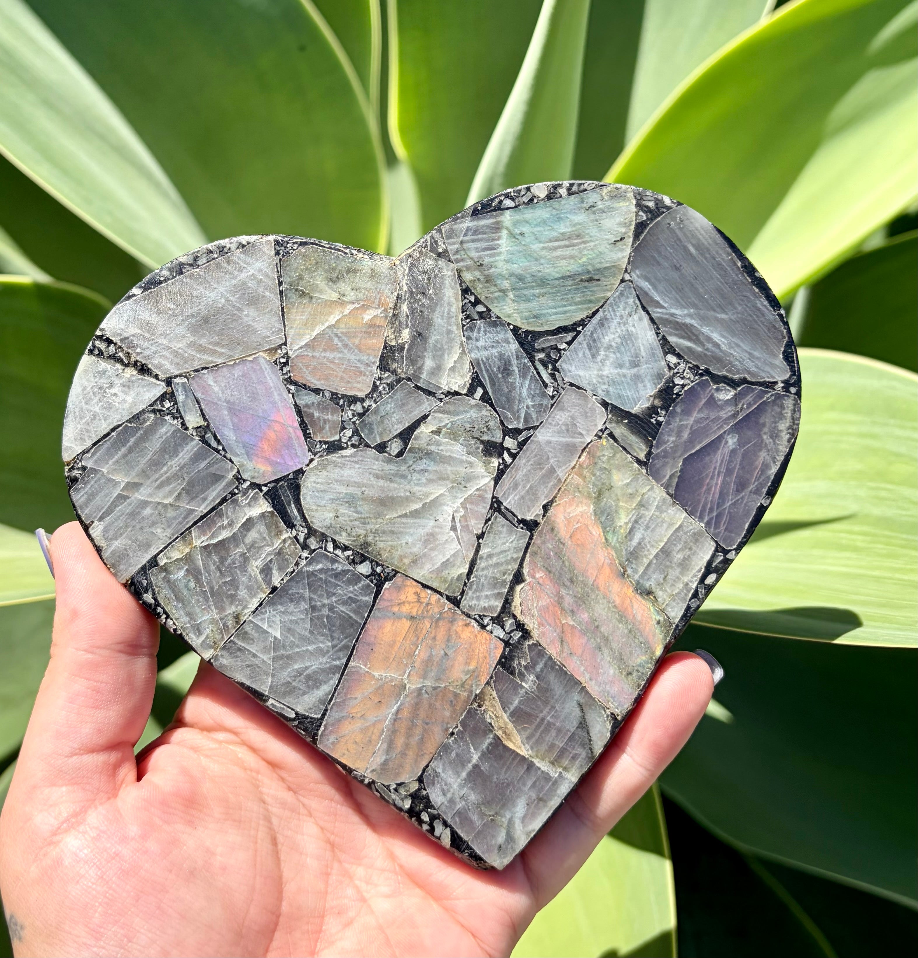 Labradorite heart with resin
