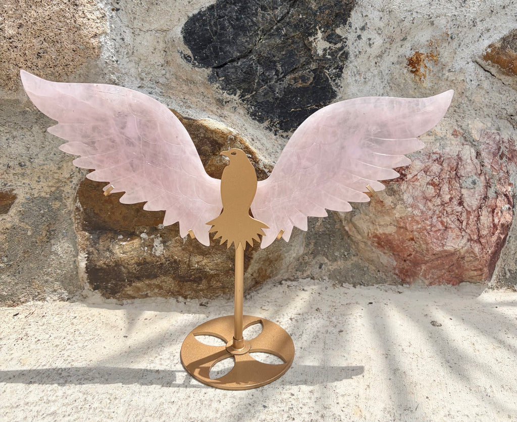 Rose quartz raven wings