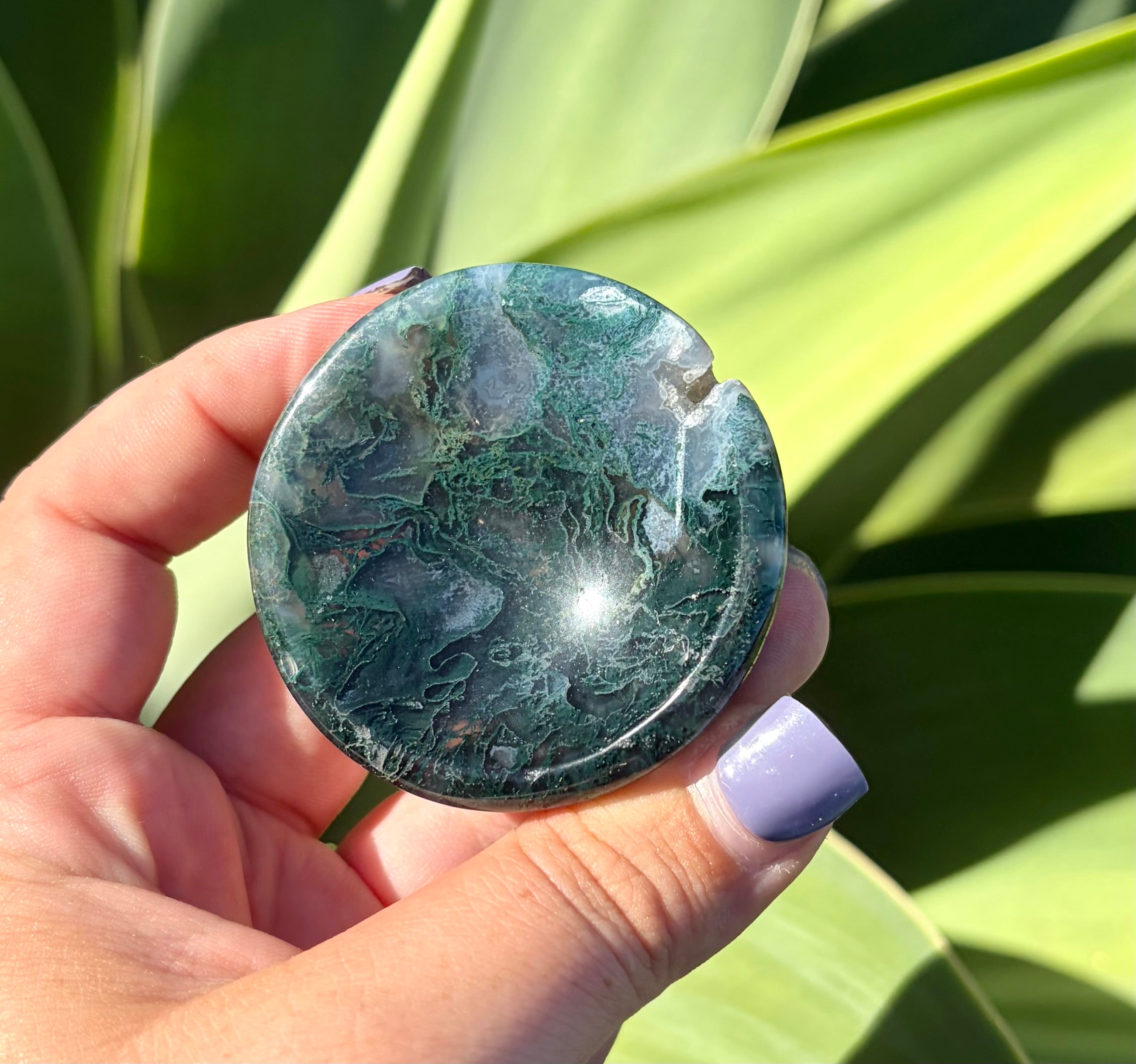 Moss agate bowl H