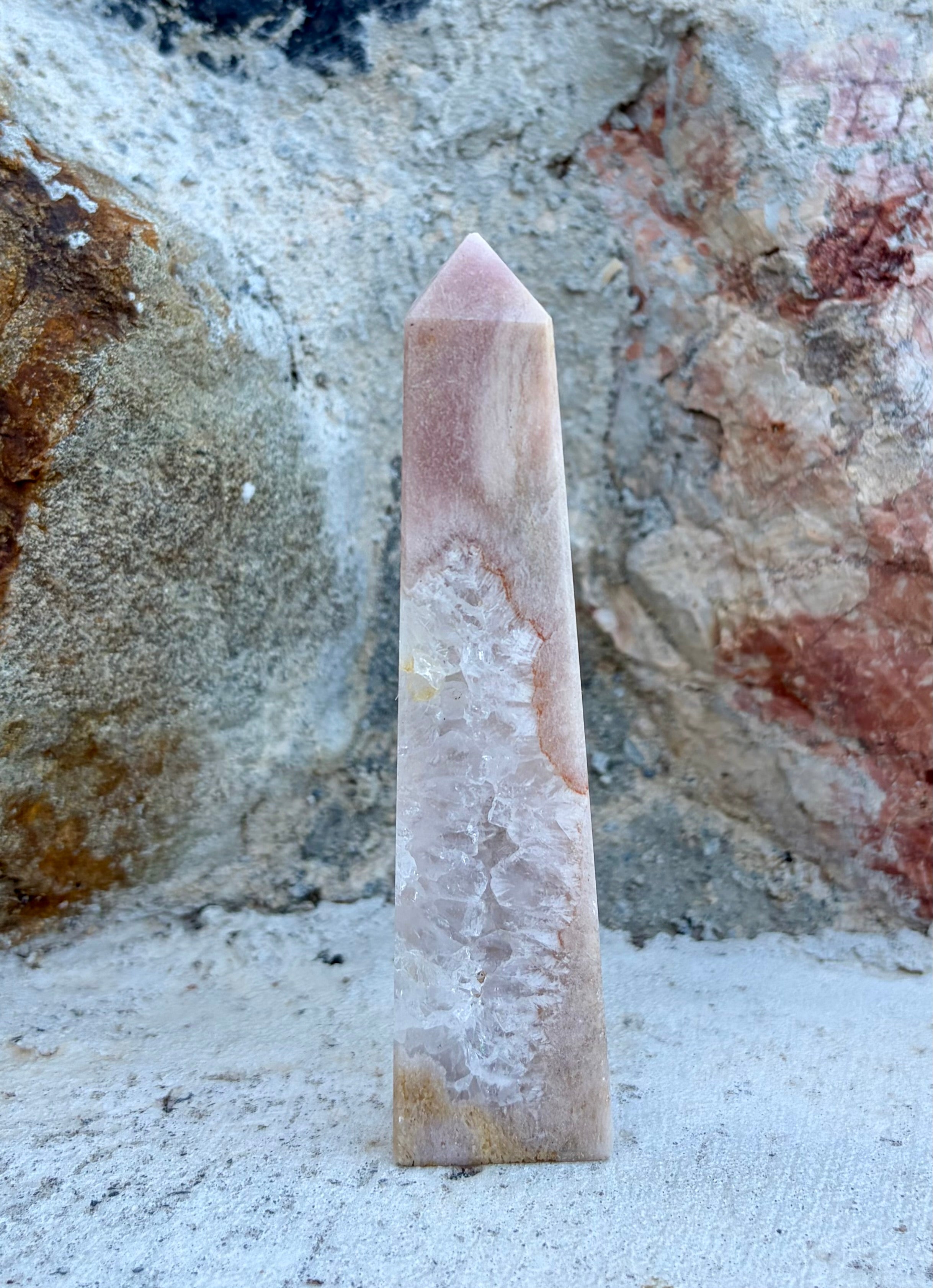 Pink amethyst/ flower agate tower