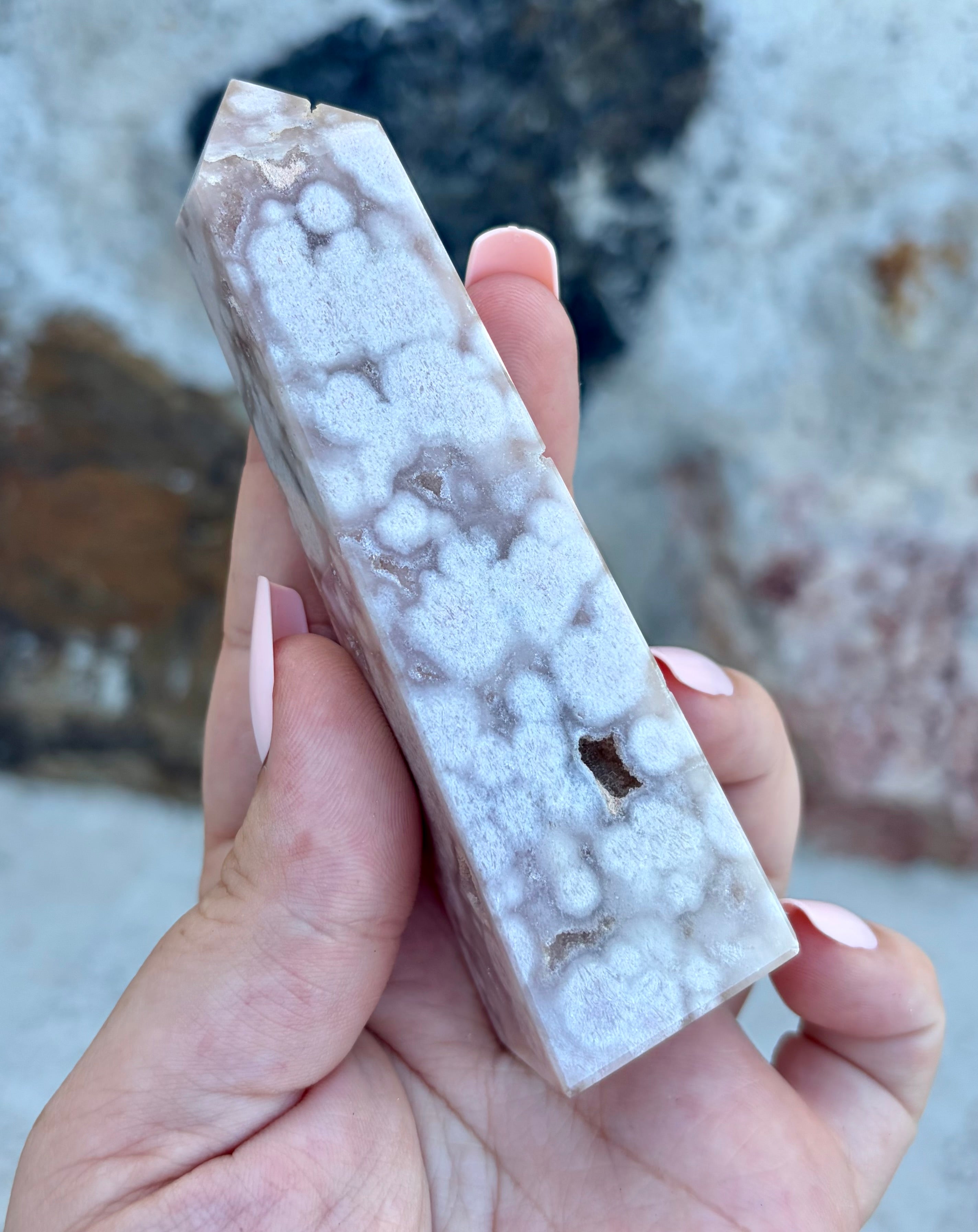 Pink Amethyst/ Flower agate tower