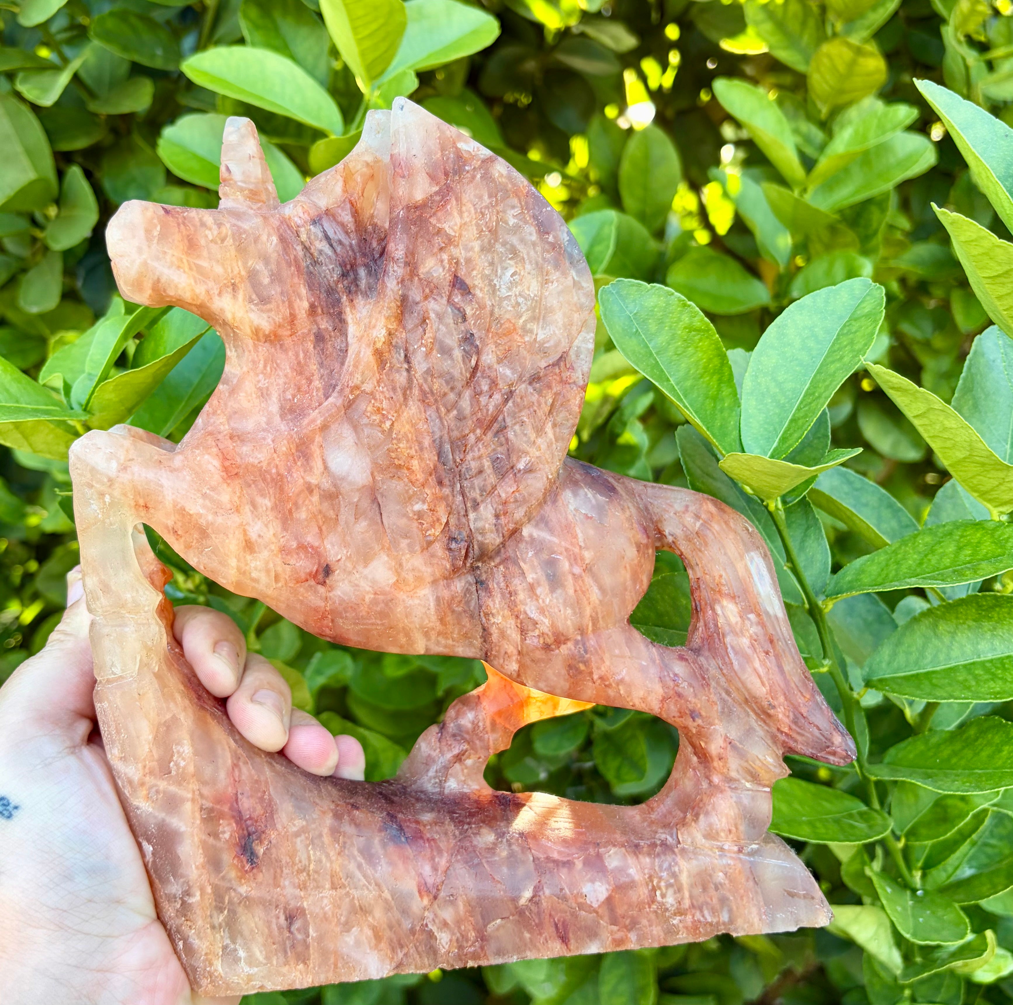 Fire quartz Pegasus carving