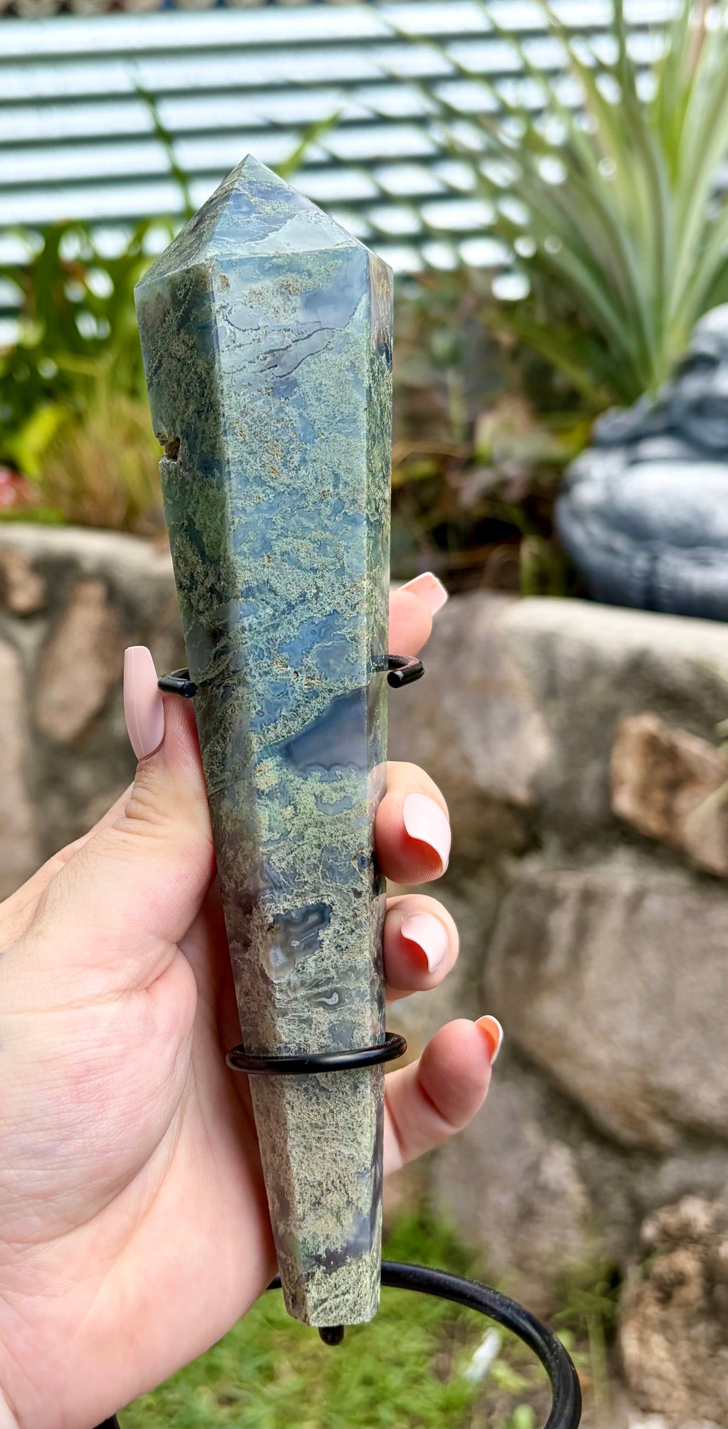 Moss Agate wand Large