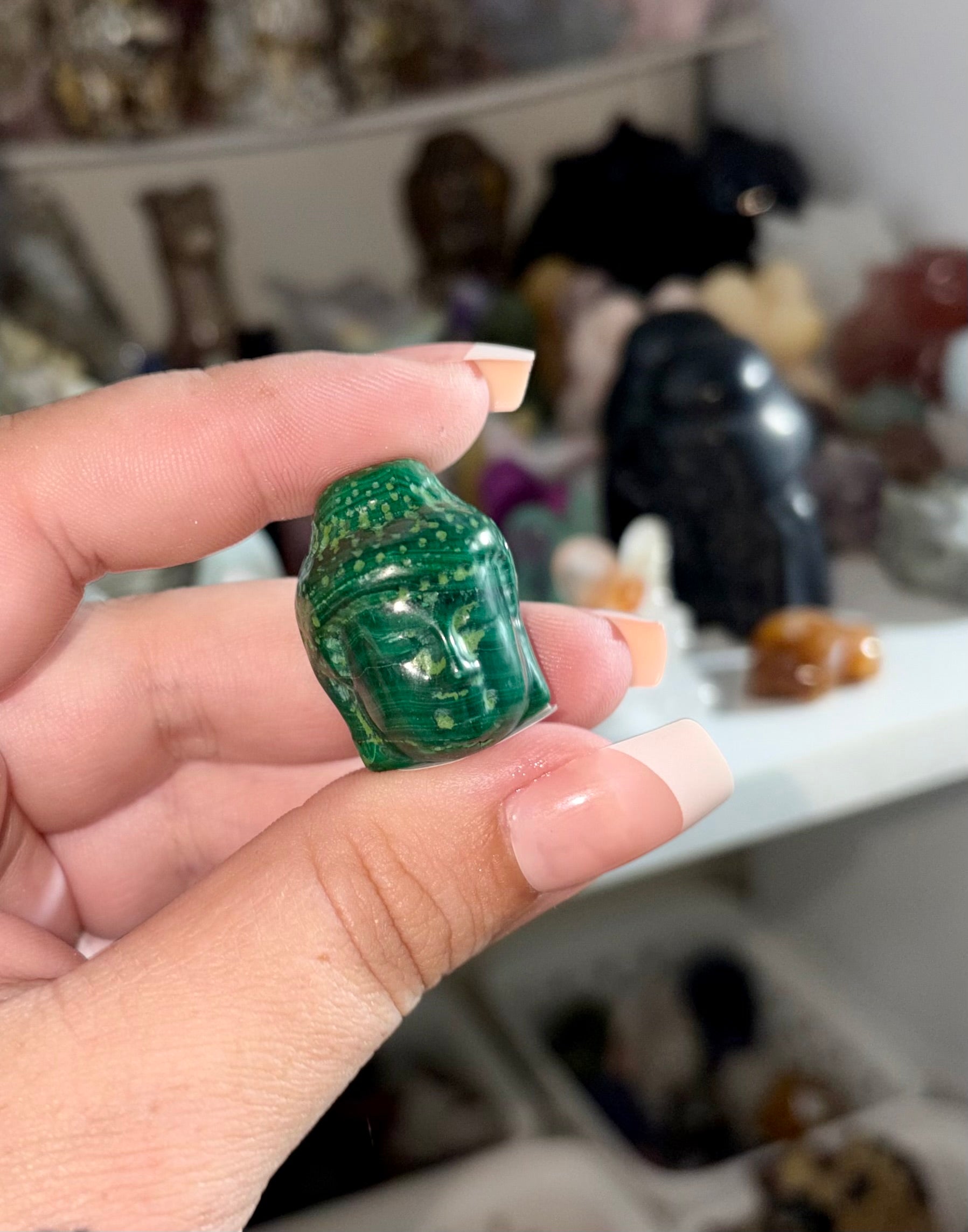 Malachite Buddha head B