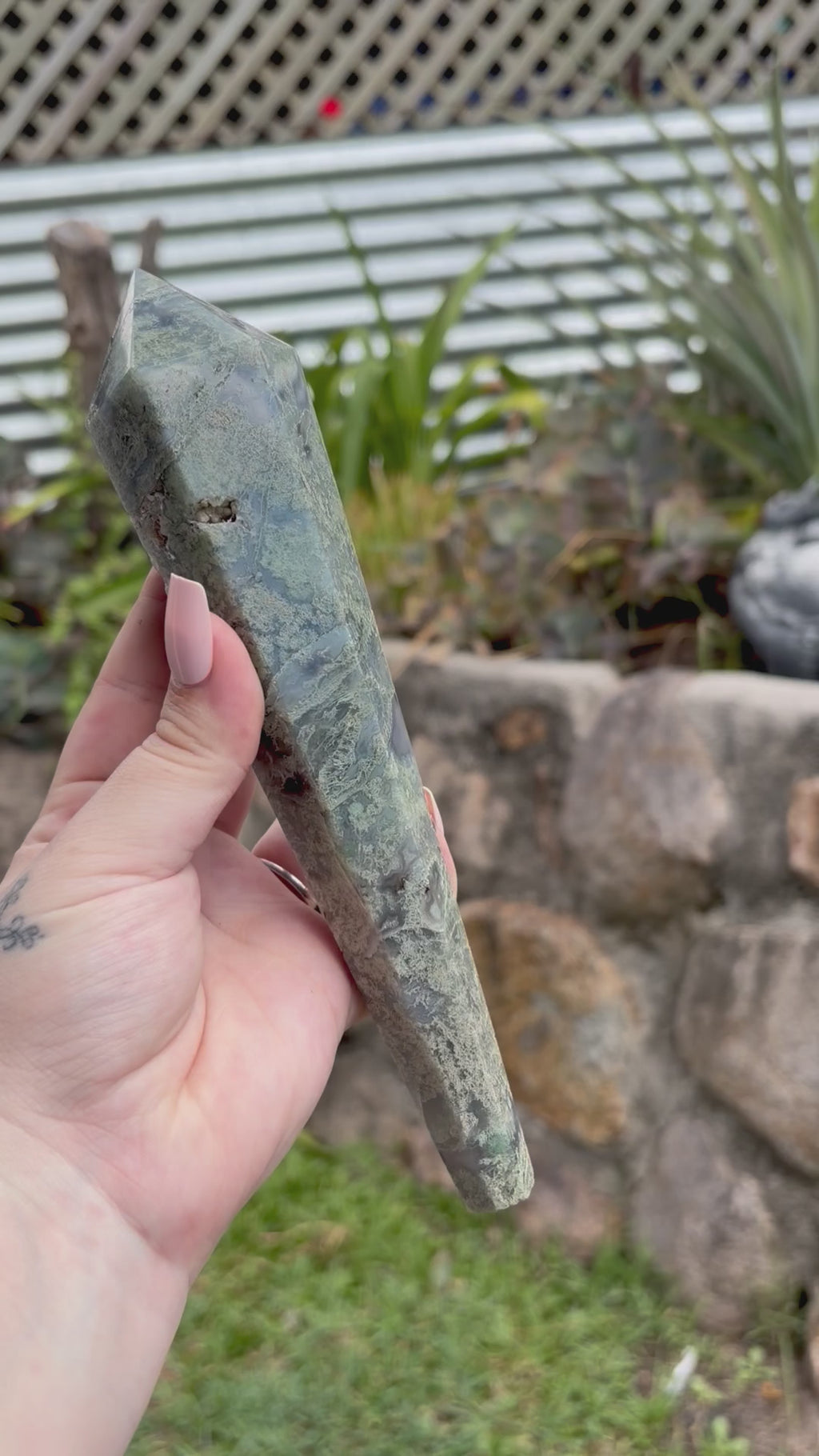 Moss Agate wand Large
