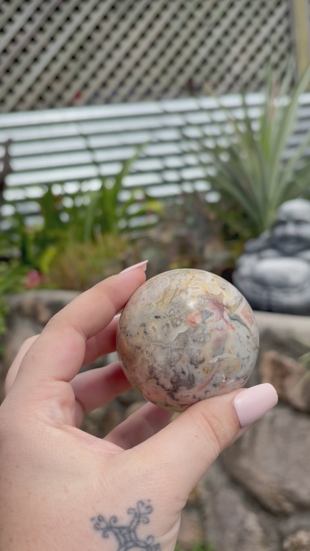 Crazy lace agate sphere