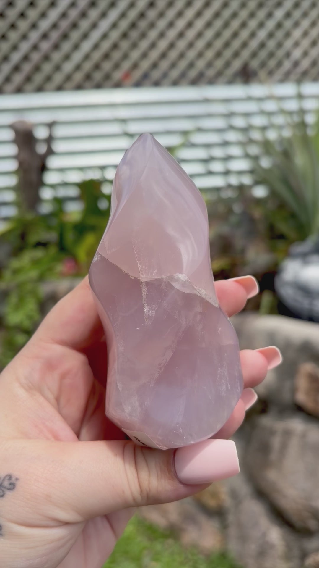 Lavender rose quartz flame
