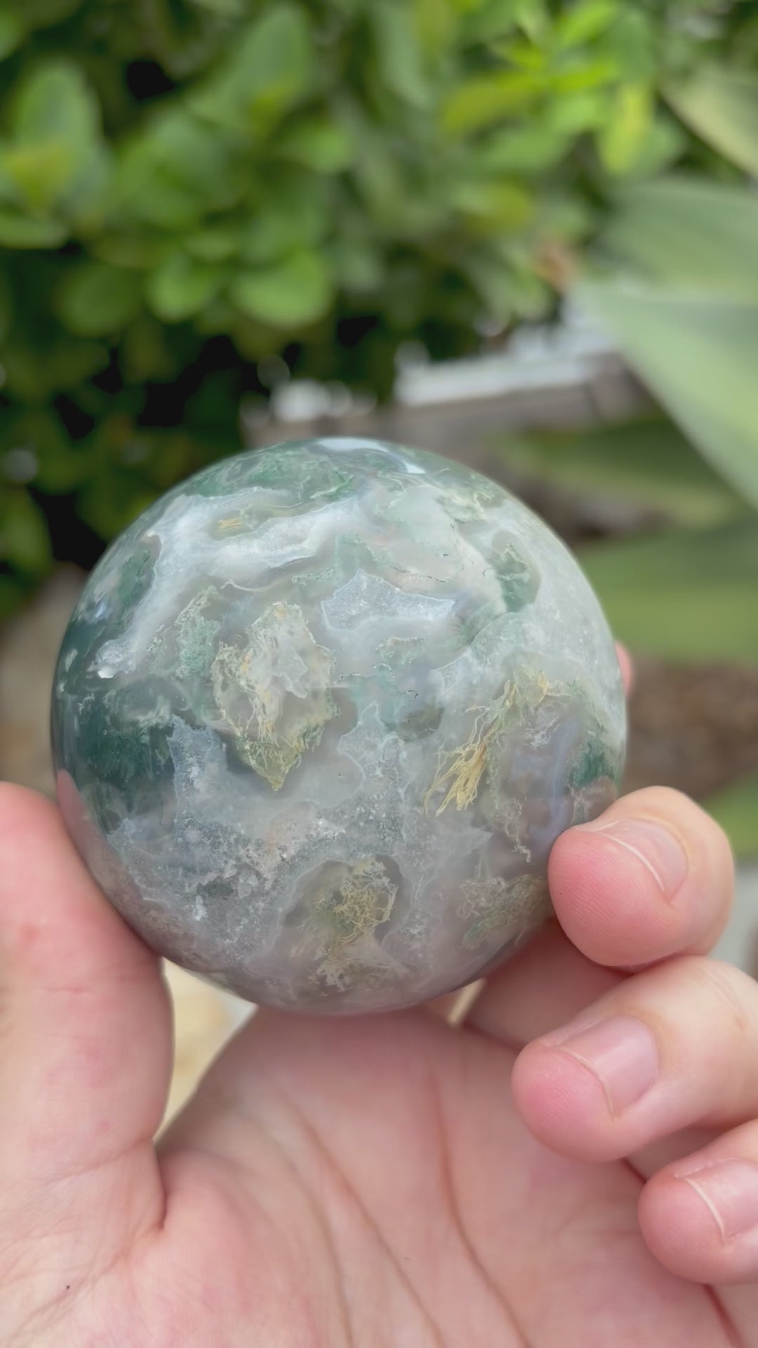 Moss agate sphere
