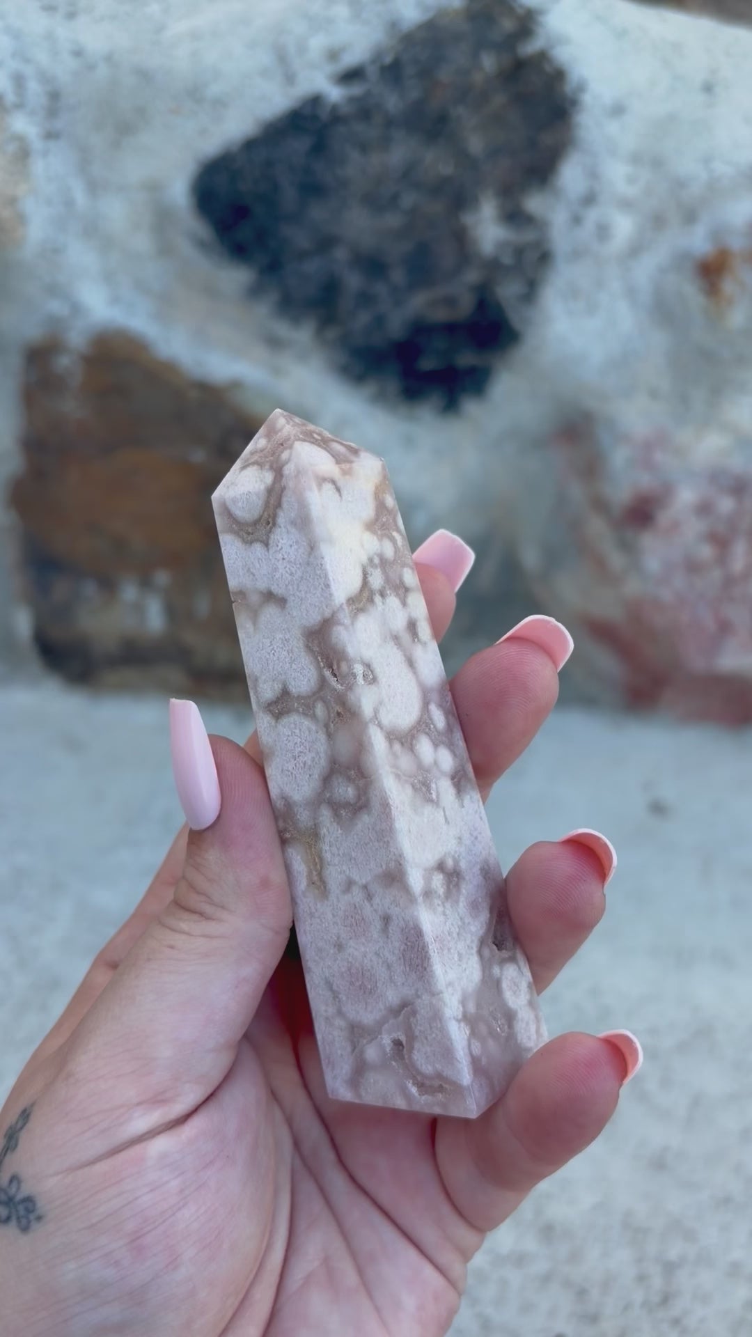 Pink Amethyst/ Flower agate tower