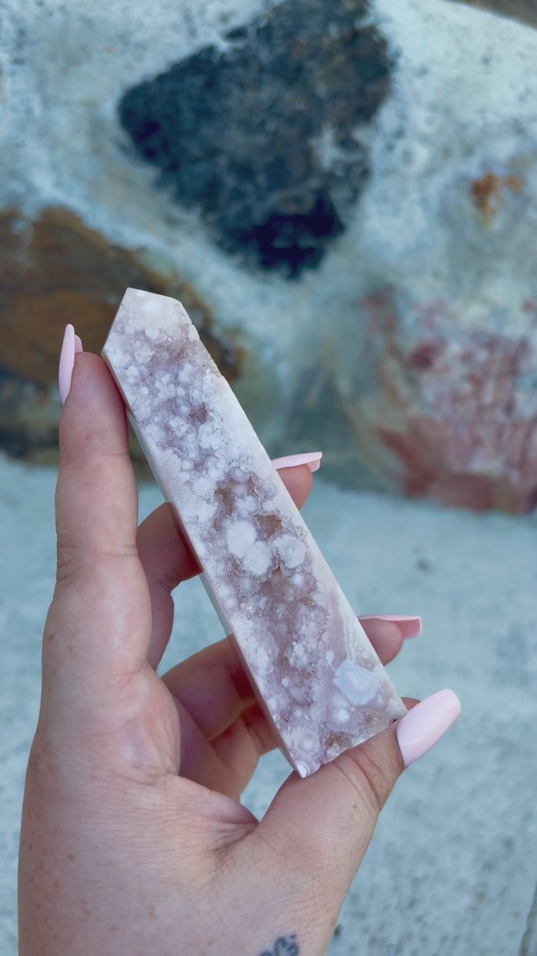 Pink amethyst/ flower agate tower