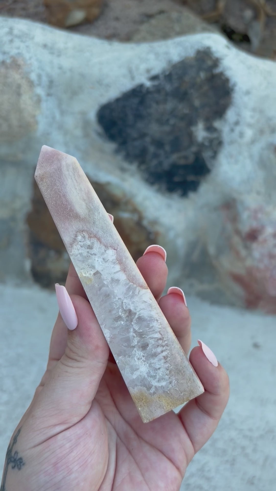 Pink amethyst/ flower agate tower